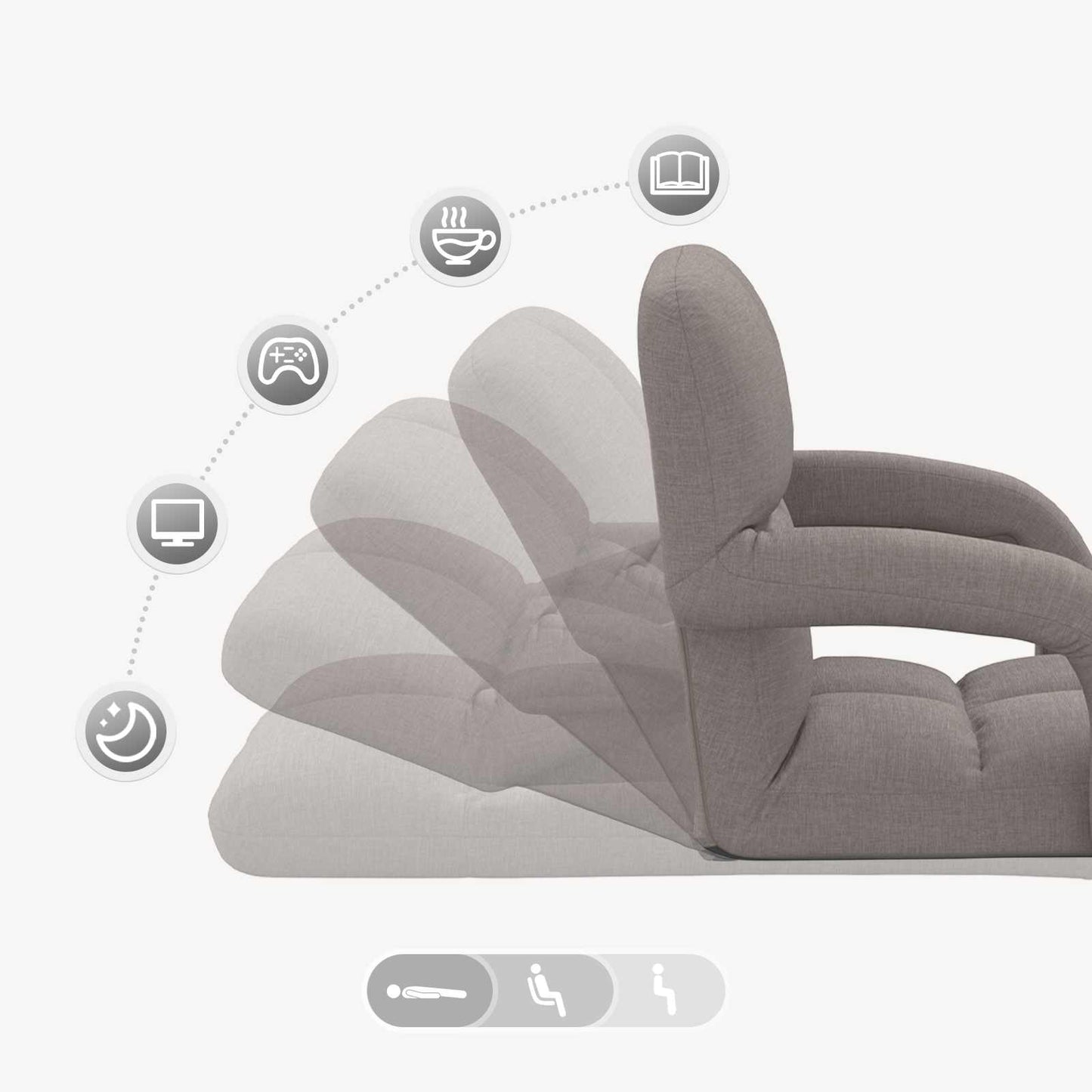 vidaXL Ρυθμιζόμενη Πολυθρόνα Δαπέδου Taupe 58 x 62 x 58 εκ Ύφασμα