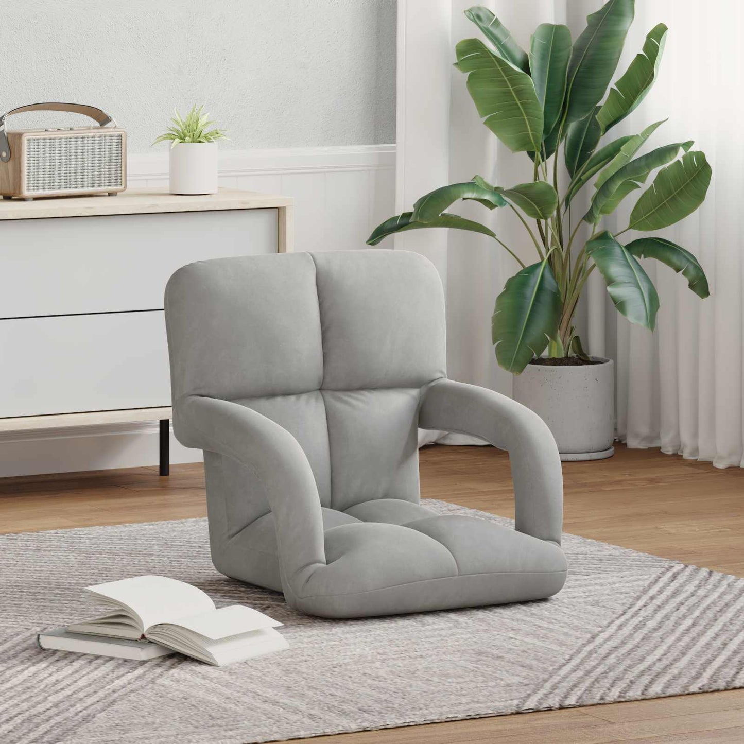 vidaXL Καρέκλα Δαπέδου Ανοιχτό γκρι 58 x 62 x 58 εκ Βελούδο