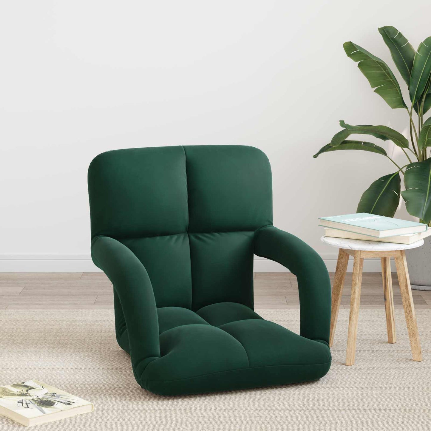 vidaXL Καρέκλα Δαπέδου Σκούρο Πράσινο 58 x 62 x 58 εκ Βελούδο