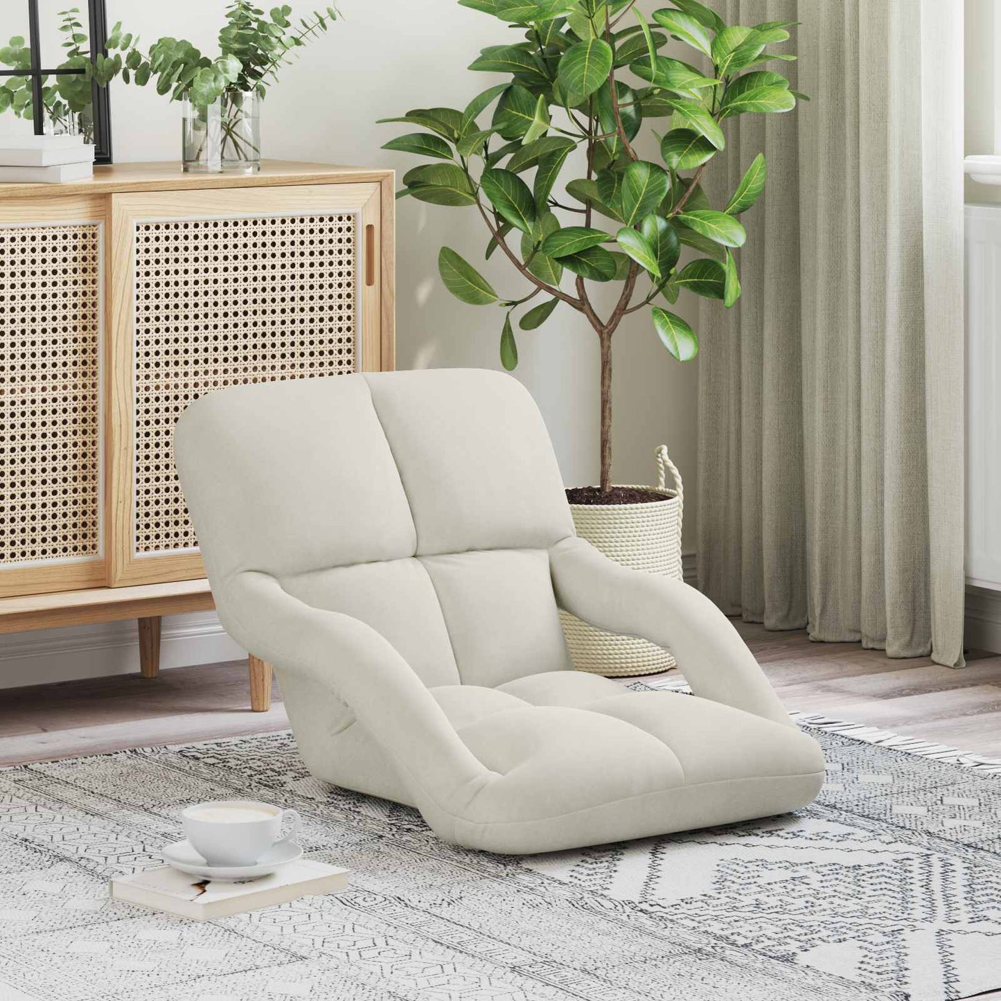 vidaXL Καρέκλα Δαπέδου Κρεμ 58 x 62 x 58 εκ Βελούδο