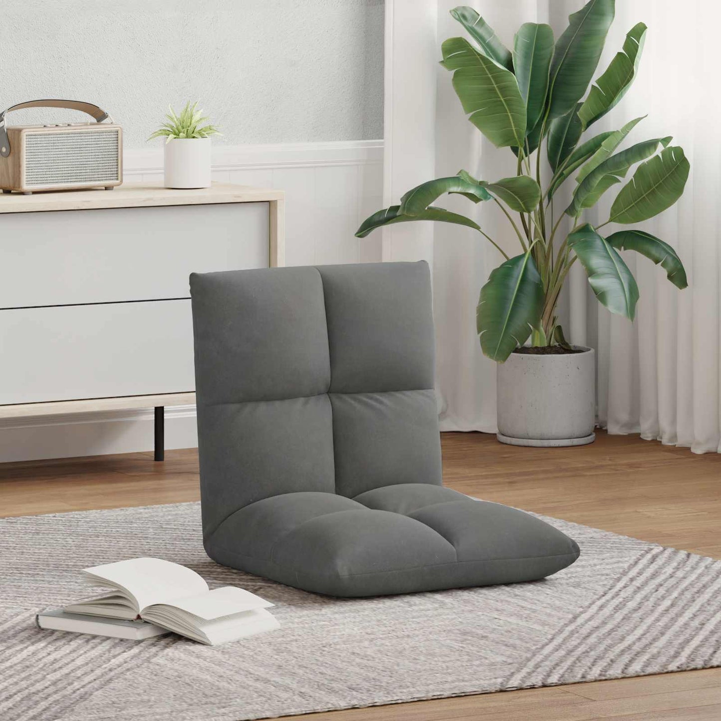 vidaXL Καρέκλα Δαπέδου Σκούρο Γκρι 50 x 61 x 57 εκ Βελούδο