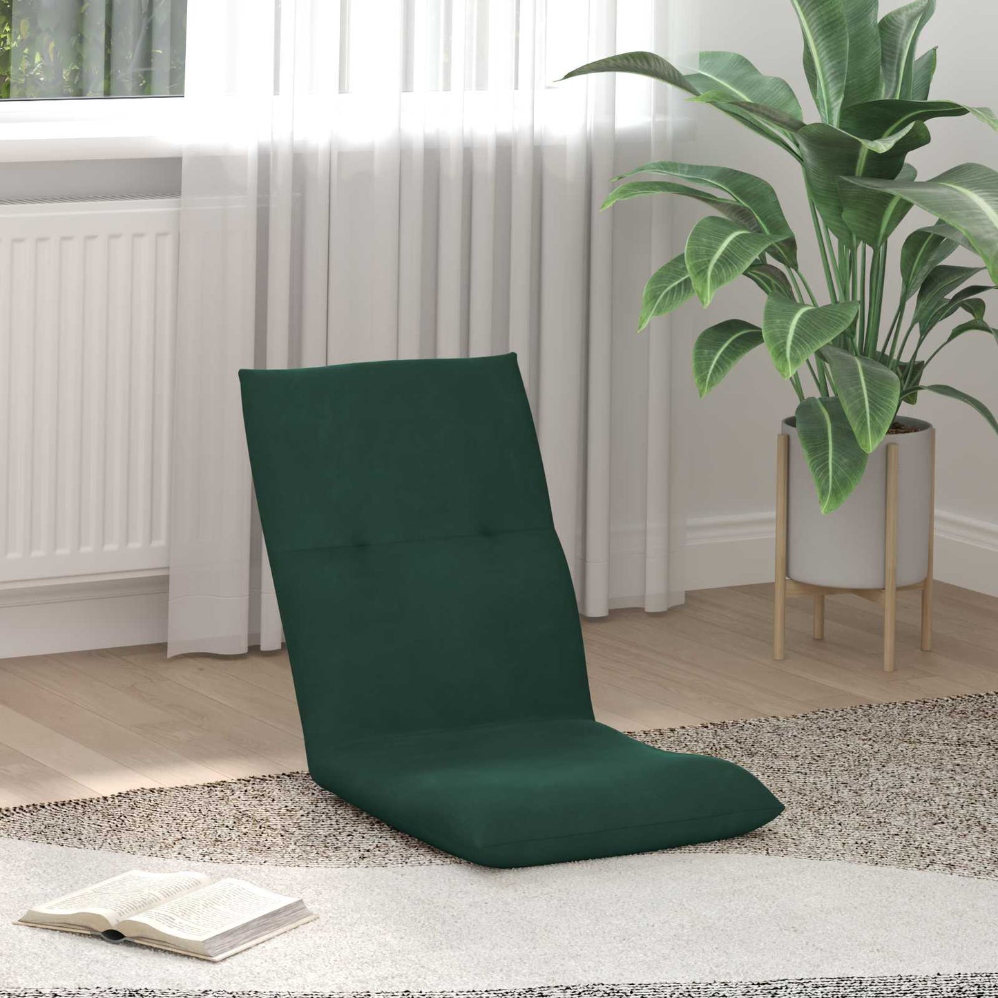 vidaXL Καρέκλα Δαπέδου Σκούρο Πράσινο 46 x 50 x 61 εκ. Βελούδο