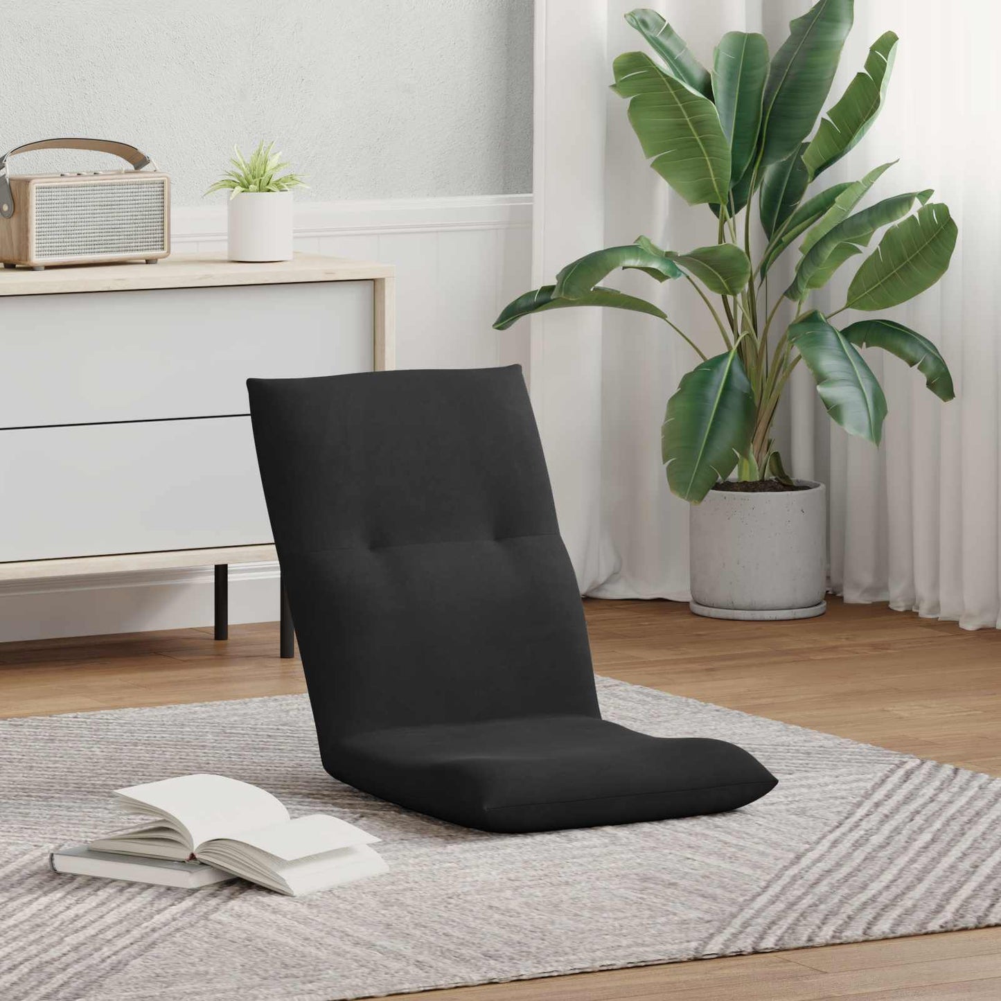 vidaXL Καρέκλα Δαπέδου Μαύρο 46 x 50 x 61 εκ. Βελούδο