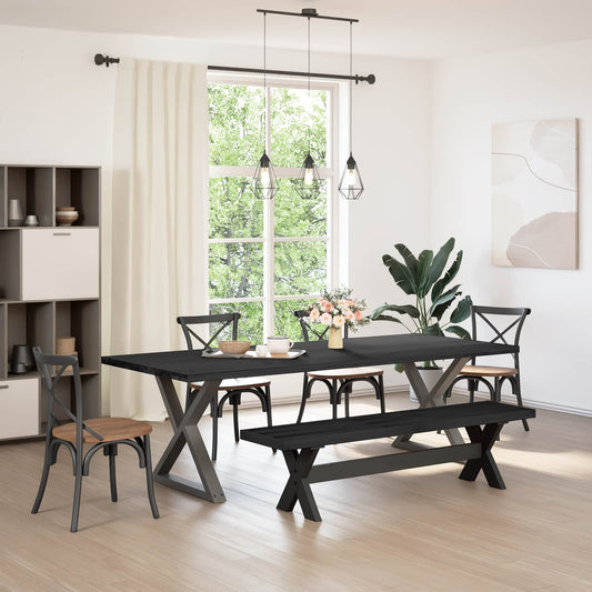 vidaXL Καθιστικό Σαλονιού NOAIN 180 x 41 x 45 εκ Στερεό πεύκο Μαύρο