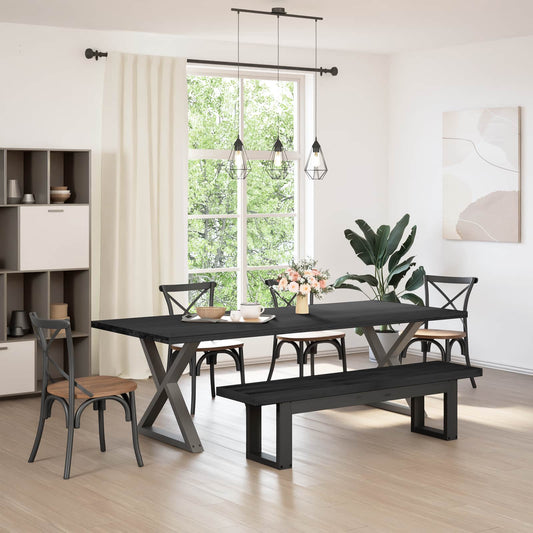 vidaXL Καθιστικό Σαλονιού NOAIN 180 x 41 x 45 εκ Στερεό πεύκο Μαύρο