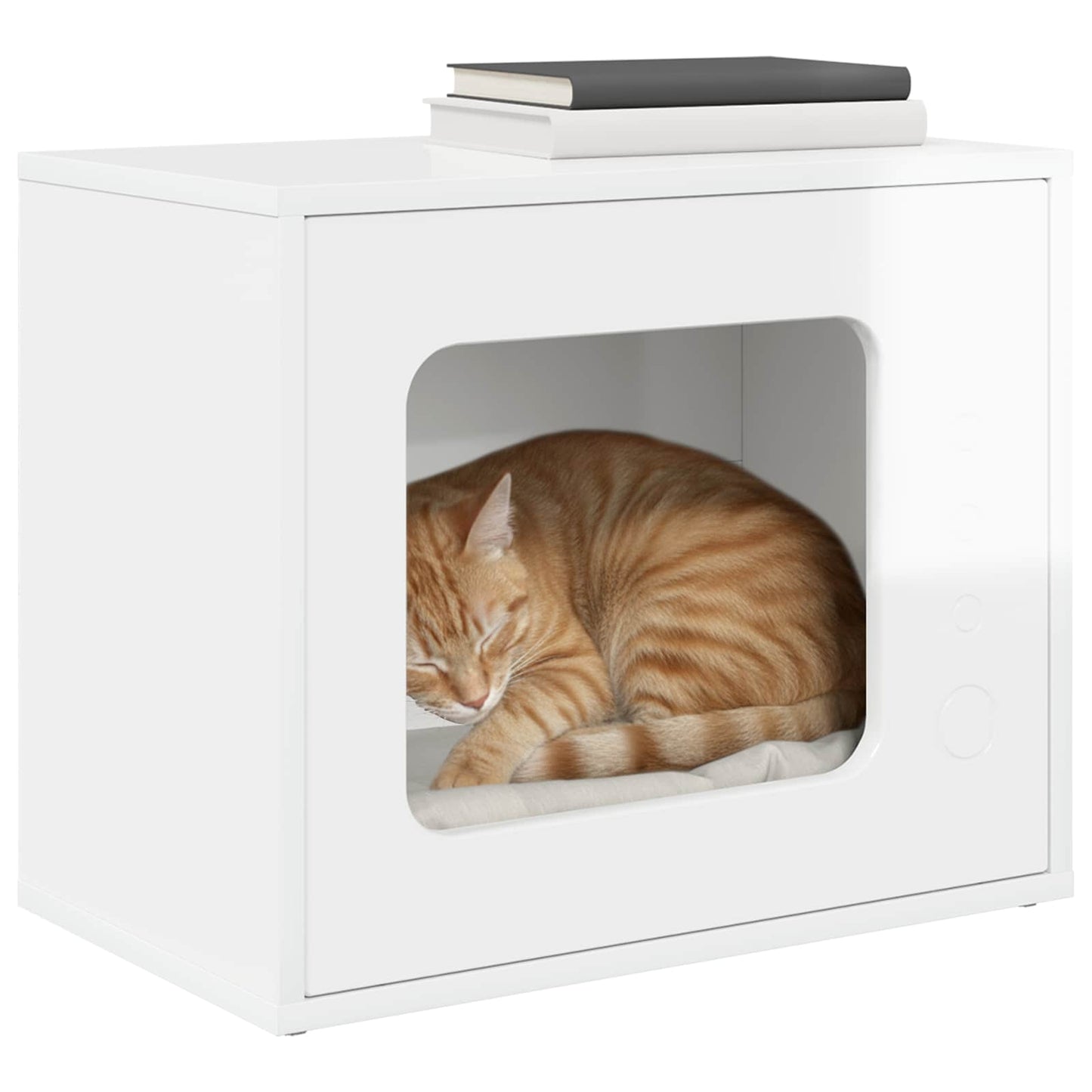 vidaXL Σπίτι Γάτας Λαμπερό Λευκό 51 x 30 x 42,5 εκ Επεξεργασμένο ξύλο