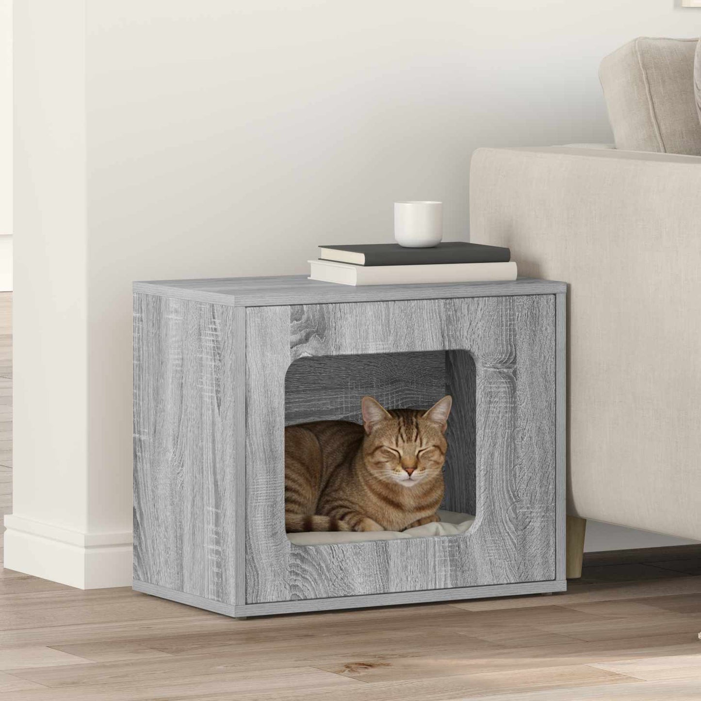vidaXL Σπίτι Γάτας Γκρι Sonoma 51 x 30 x 42,5 εκ Επεξεργασμένο Ξύλο