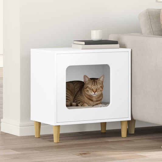 vidaXL Σπίτι Γάτας Λευκό 51 x 30 x 52 εκ. Επεξεργασμένο ξύλο