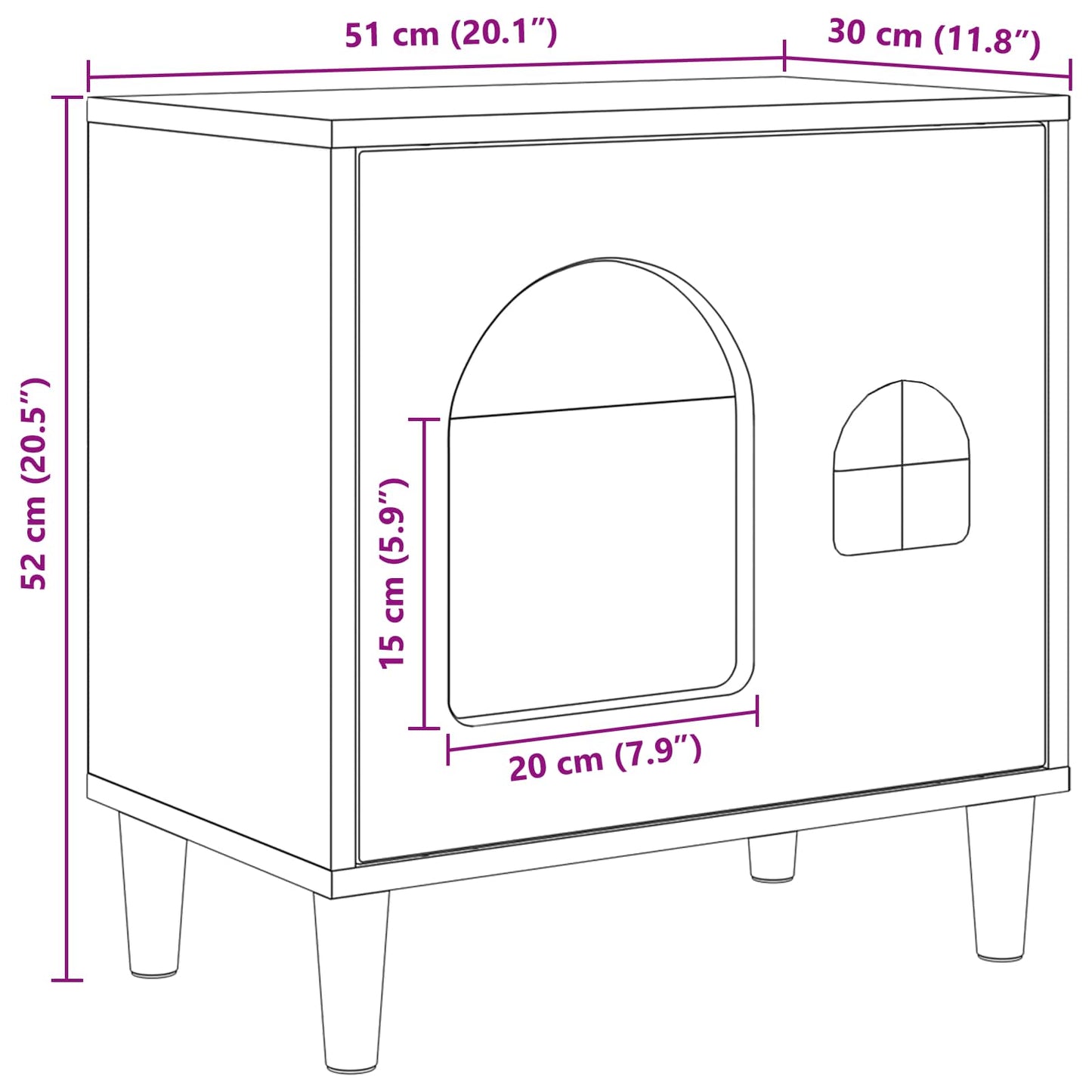 vidaXL Σπίτι Γάτας Λευκό 51 x 30 x 52 εκ. Επεξεργασμένο ξύλο