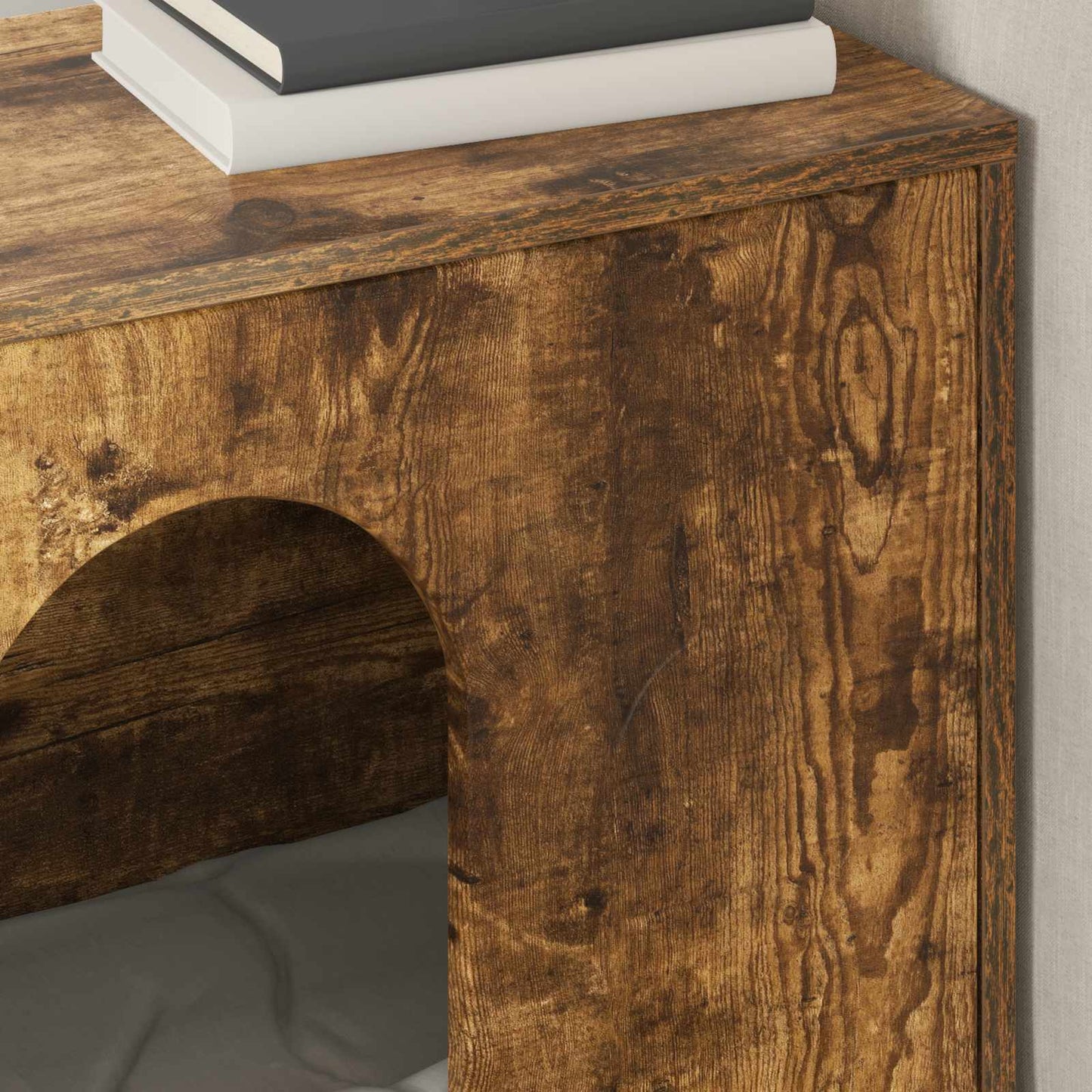 vidaXL Σπίτι Γάτας Καπνιστό Δρύς 51 x 30 x 52 εκ. Επεξεργασμένο ξύλο