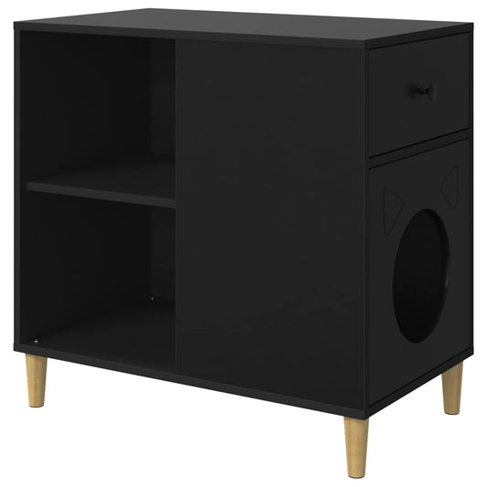 vidaXL Σπίτι Γάτας Μαύρο 72 x 42.5 x 70 εκ. Επεξεργασμένο ξύλο