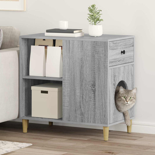 vidaXL Σπίτι Γάτας Γκρίζο Σονομα 72 x 42.5 x 70 εκ. Επεξεργασμένο ξύλο