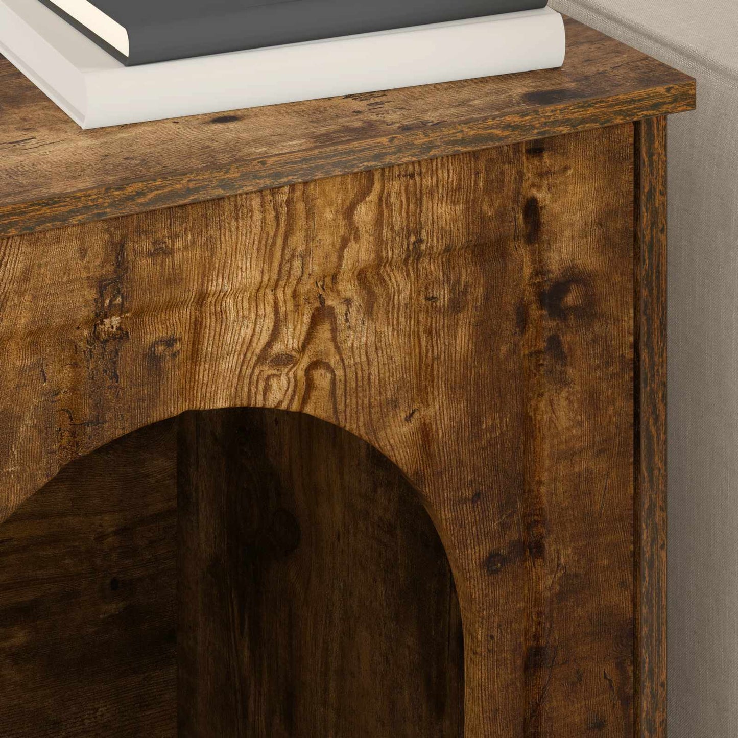 vidaXL Σπίτι Γάτας Καπνιστό Δρύς 53 x 52 x 62 εκ Επεξεργασμένο ξύλο