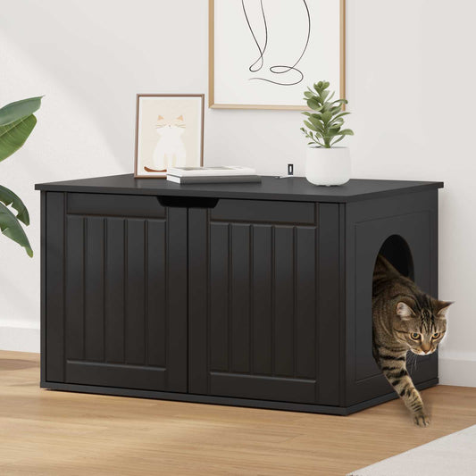 vidaXL Σπίτι Γάτας Μαύρο 85 x 55 x 50,5 εκ Επεξεργασμένο Ξύλο