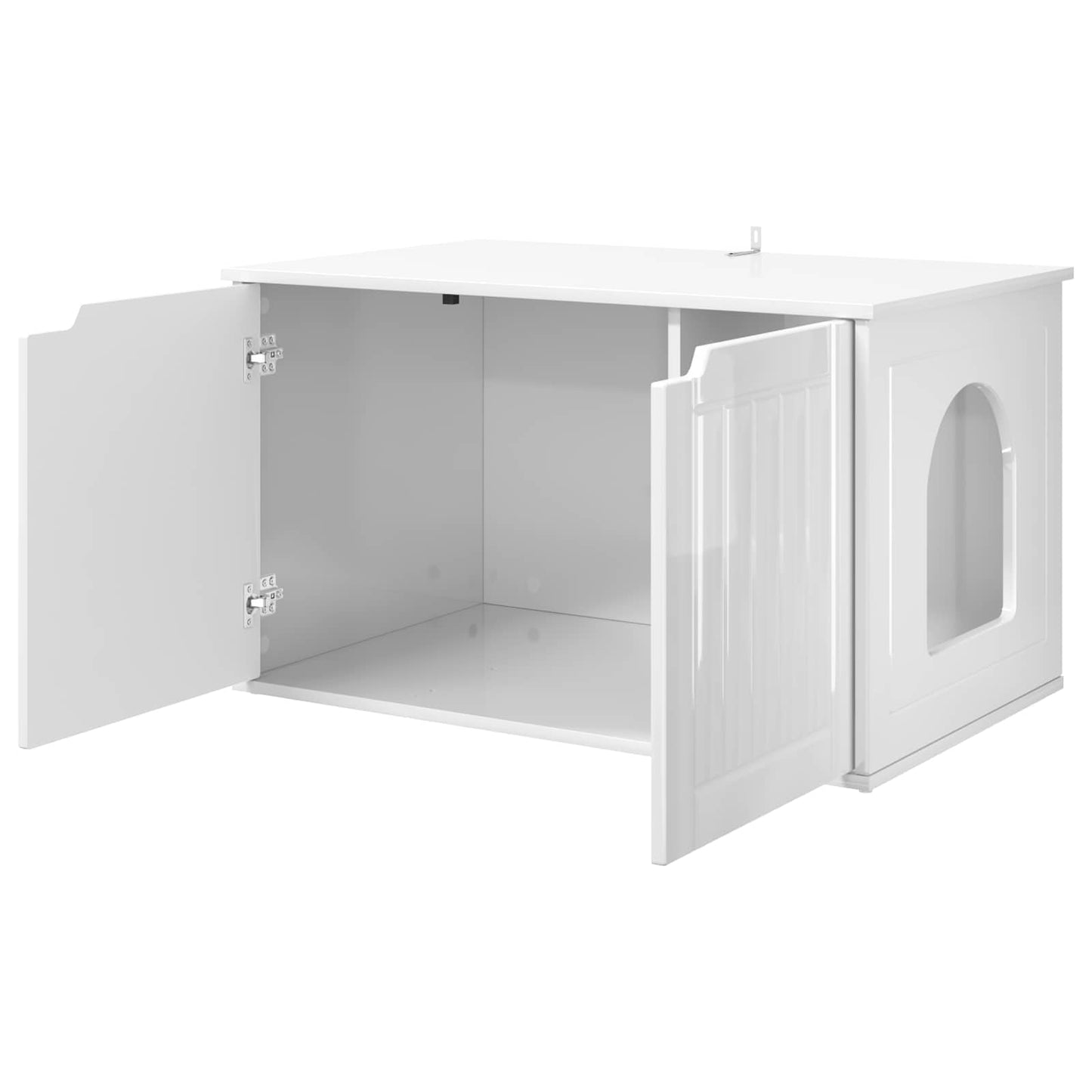 vidaXL Σπίτι Γάτας Λαμπερό Λευκό 85 x 55 x 50,5 εκ Επεξεργασμένο ξύλο