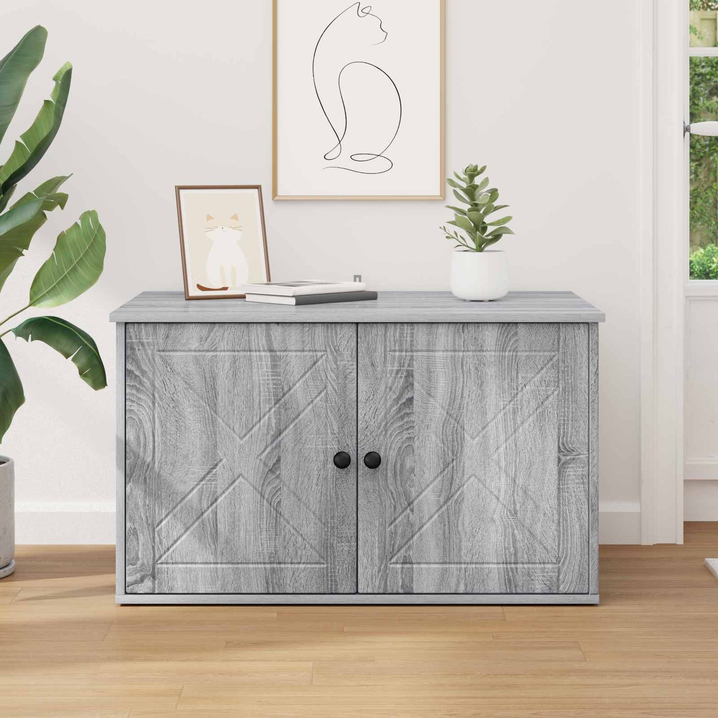 vidaXL Σπίτι Γάτας Γκρίζο Σονομα 85 x 55 x 50 εκ. Επεξεργασμένο ξύλο