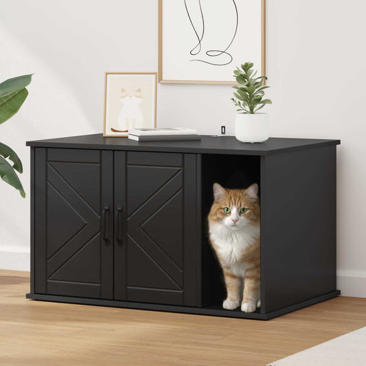 vidaXL Σπίτι Γάτας Μαύρο 85 x 55 x 50 εκ. Επεξεργασμένο ξύλο
