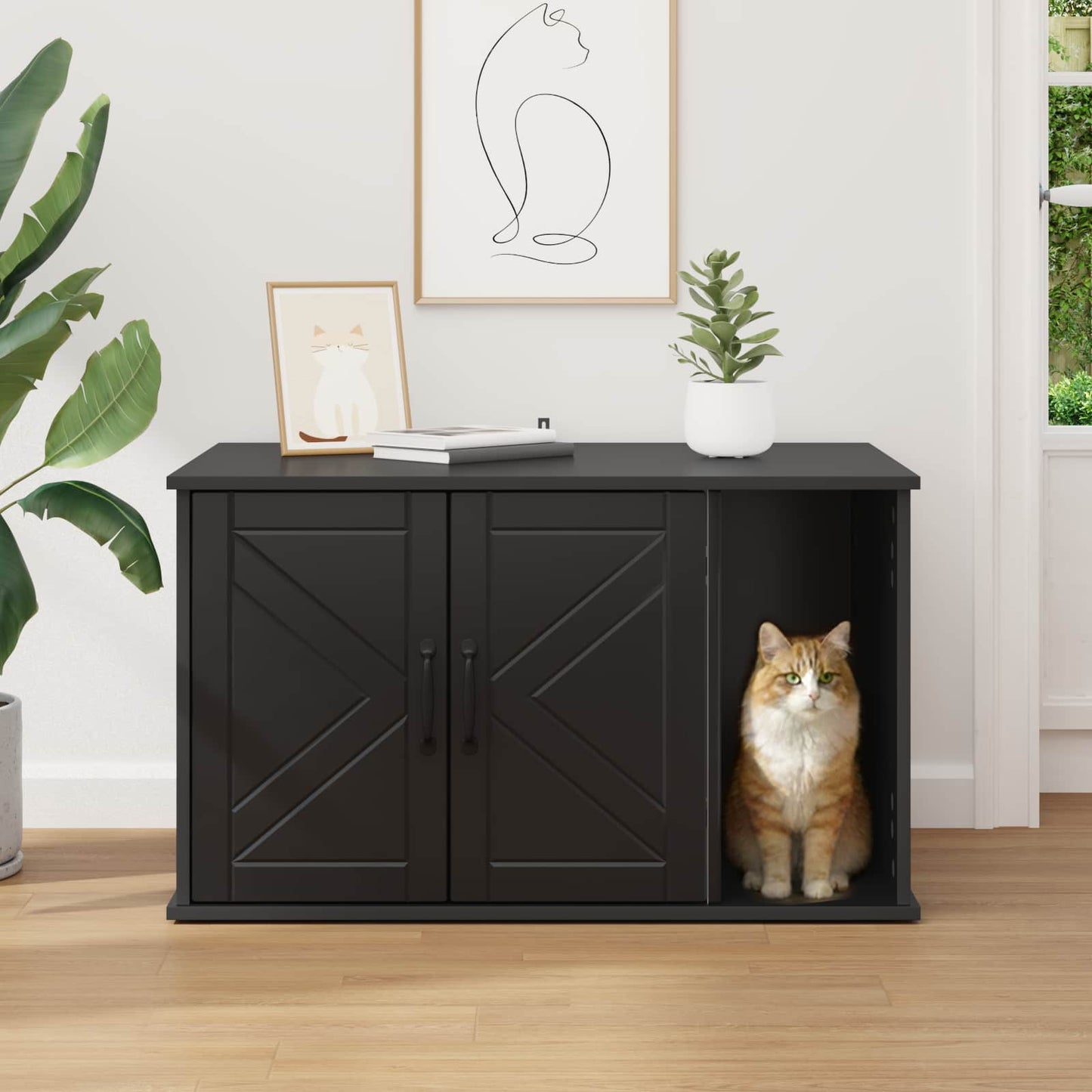 vidaXL Σπίτι Γάτας Μαύρο 85 x 55 x 50 εκ. Επεξεργασμένο ξύλο