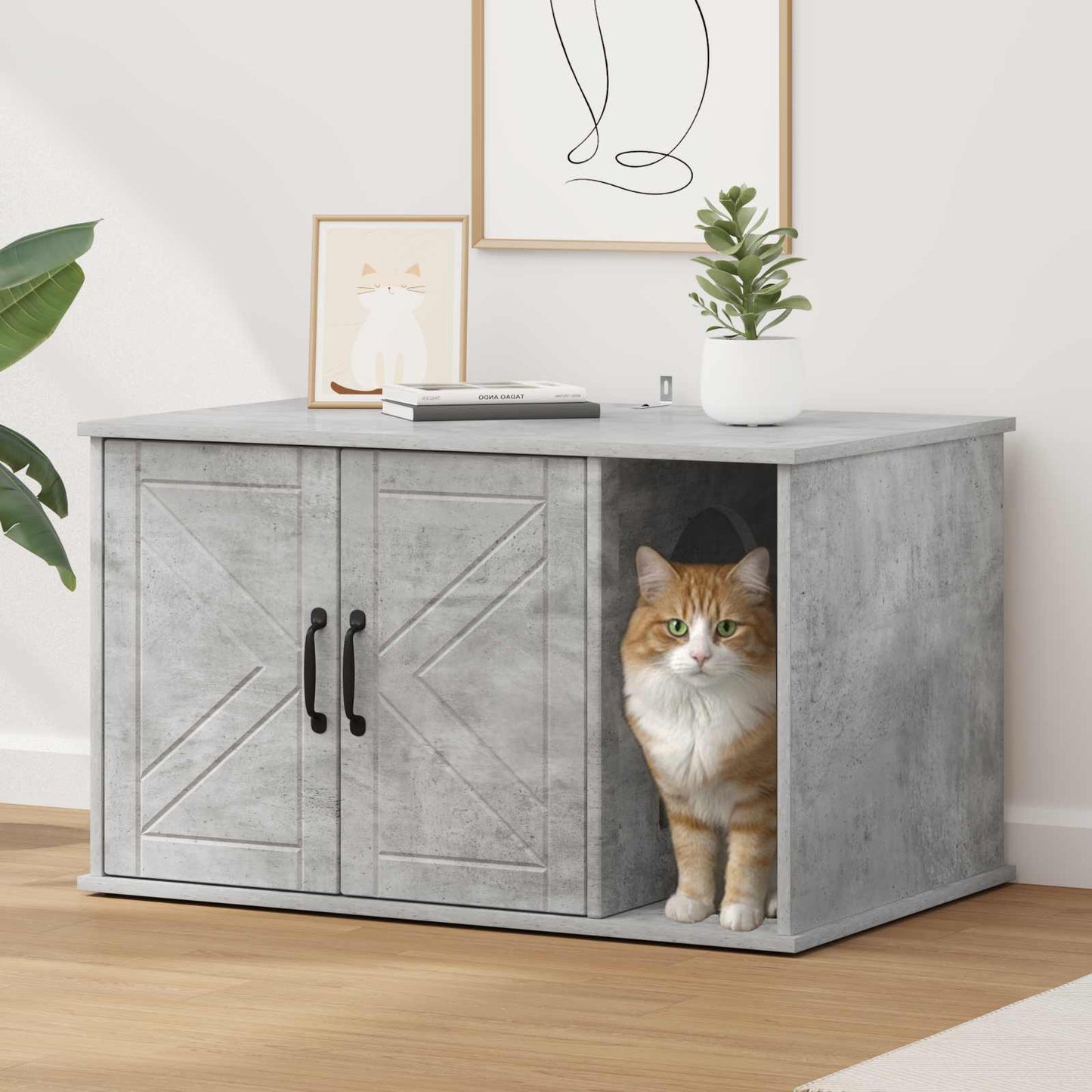 vidaXL Σπίτι Γάτας Σκυρόδεμα 85 x 55 x 50,5 εκ Επεξεργασμένο Ξύλο