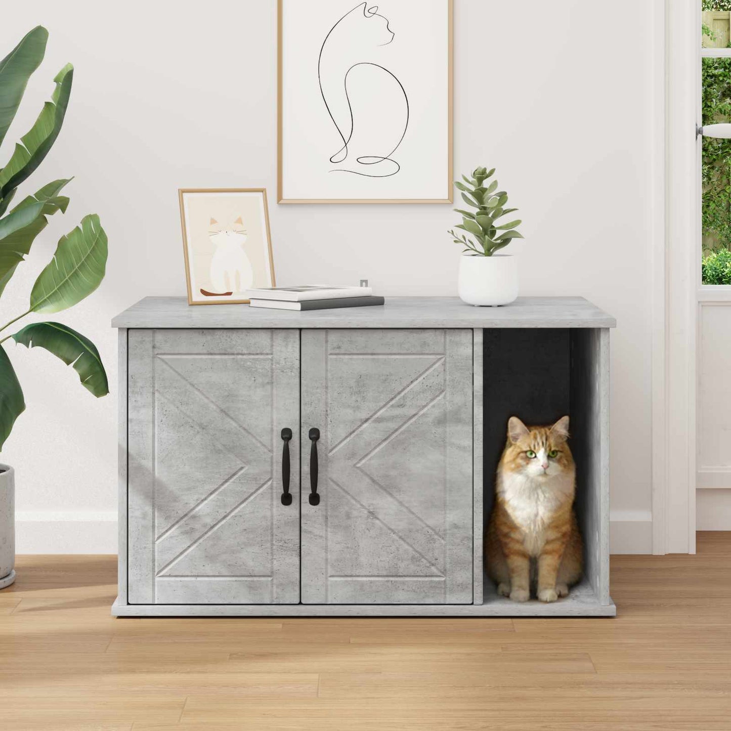 vidaXL Σπίτι Γάτας Σκυρόδεμα 85 x 55 x 50,5 εκ Επεξεργασμένο Ξύλο
