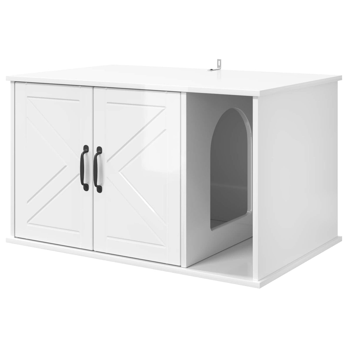 vidaXL Σπίτι Γάτας Λαμπερό Λευκό 85 x 55 x 50,5 εκ Επεξεργασμένο Ξύλο