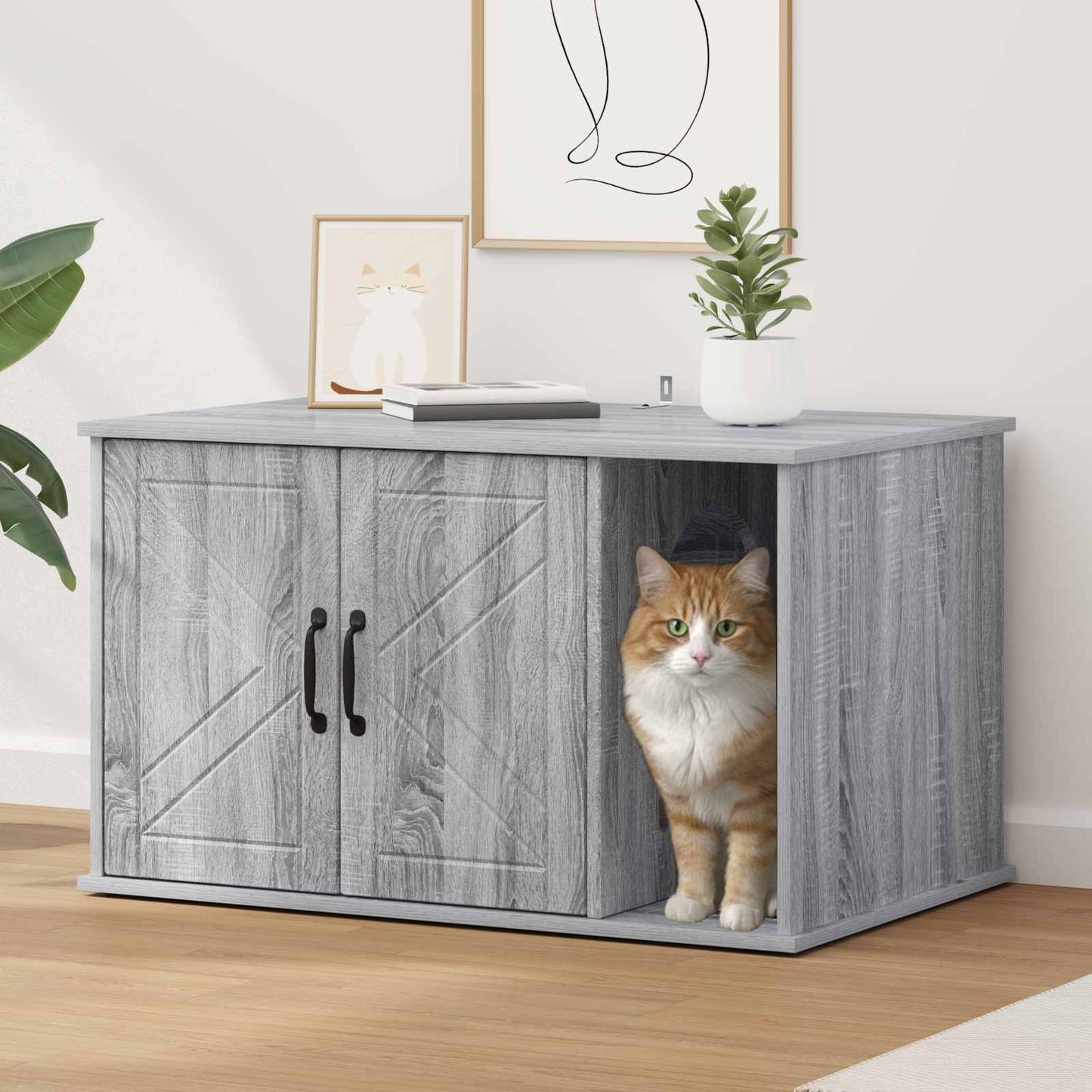 vidaXL Σπίτι Γάτας Γκρίζο Σονομα 85 x 55 x 50 εκ. Επεξεργασμένο ξύλο