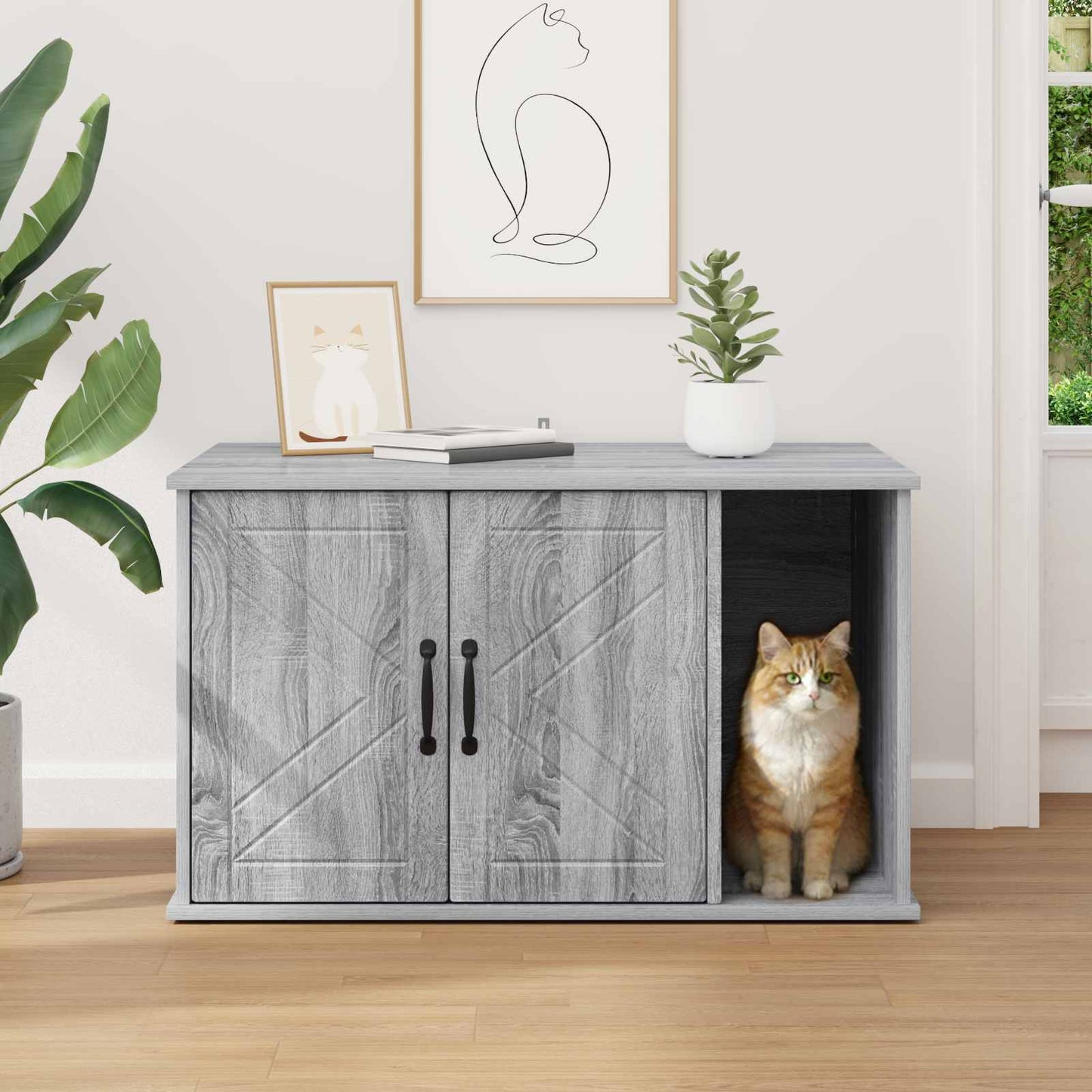 vidaXL Σπίτι Γάτας Γκρίζο Σονομα 85 x 55 x 50 εκ. Επεξεργασμένο ξύλο