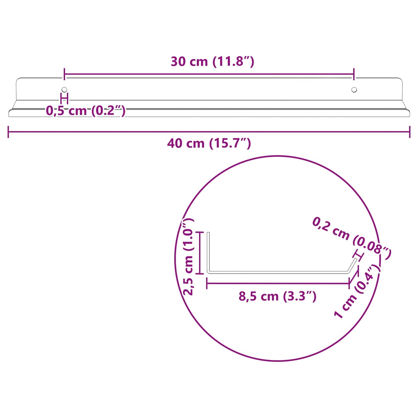 vidaXL Πλωτό ράφι Επιτοίχιο 4 τμχ. Ροζ 40 x 8,5 x 2,5 εκ Ατσάλι