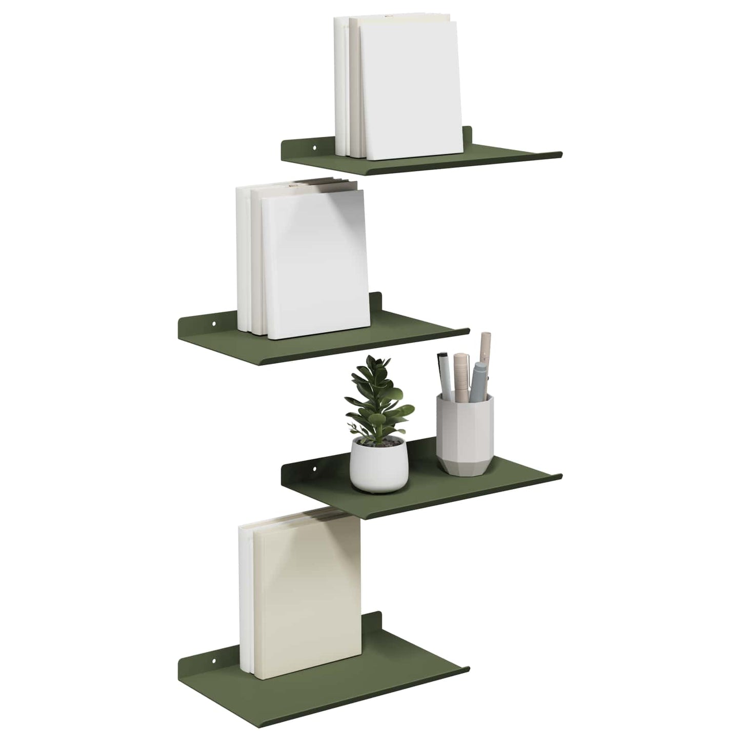 vidaXL Πλωτό ράφι Επιτοίχιο 4 τμχ. Ελιά Πράσινη 30 x 18 x 2,5 εκ