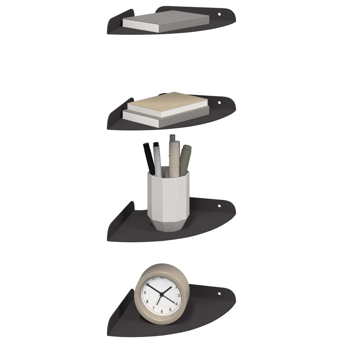 vidaXL Floating Ράφι Γωνίας Γωνιακή βάση 4 τμχ. Μαύρο 18 x 18 x 2 εκ.