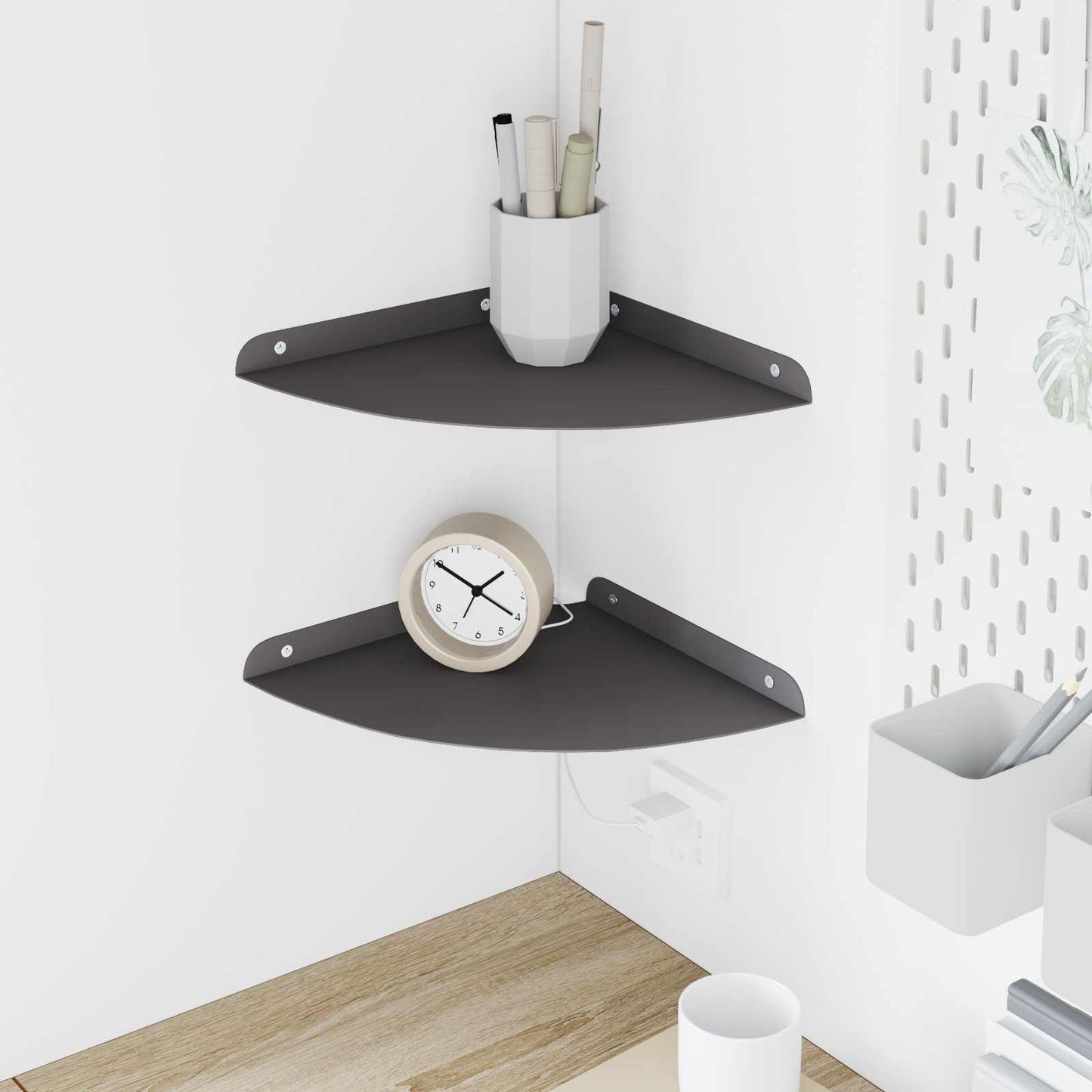vidaXL Floating Ράφι Γωνίας Γωνιακή βάση 2 τμχ. Μαύρο 24 x 24 x 2 εκ