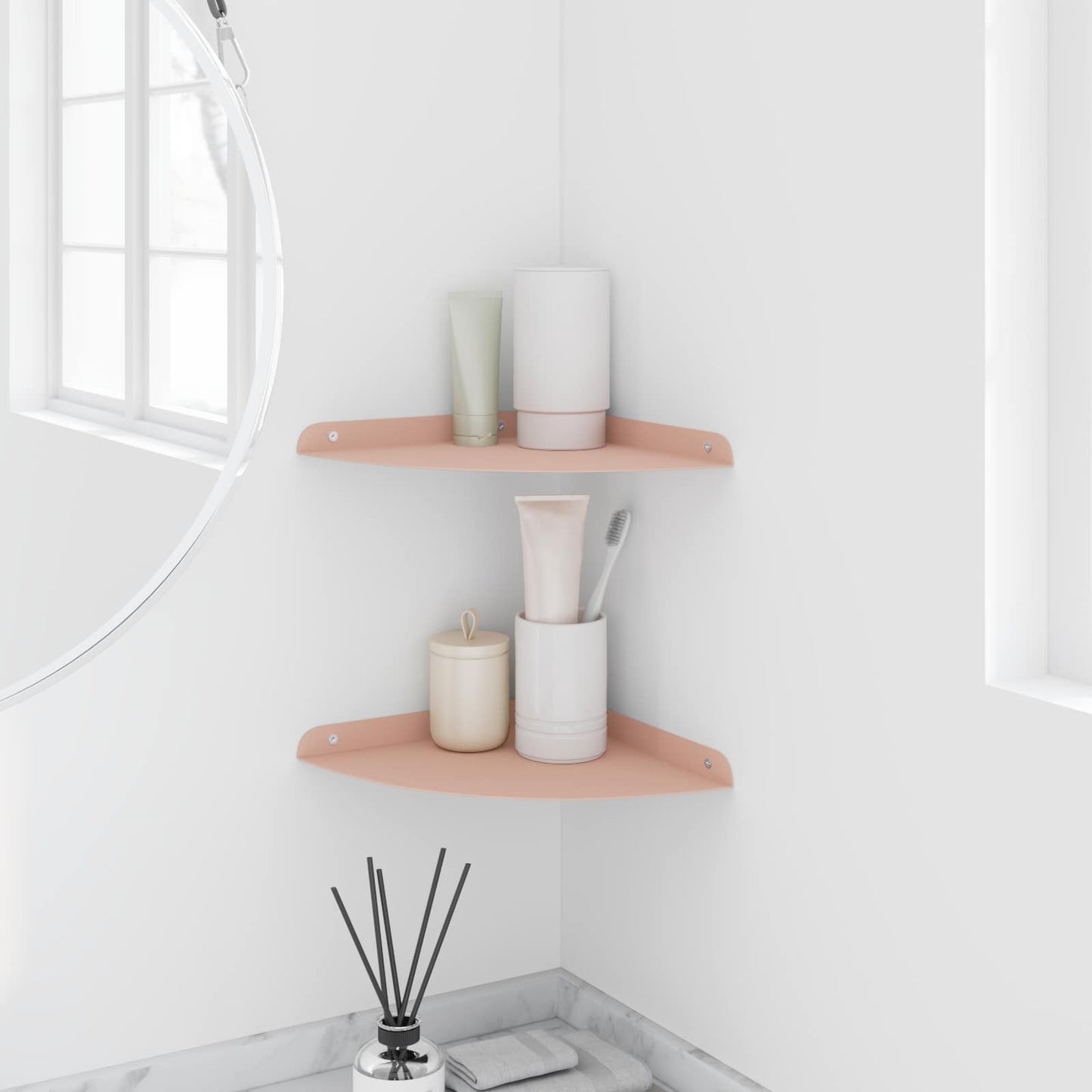 vidaXL Floating Ράφι Γωνίας Γωνιακή βάση 2 τμχ. Ροζ 24 x 24 x 2 εκ