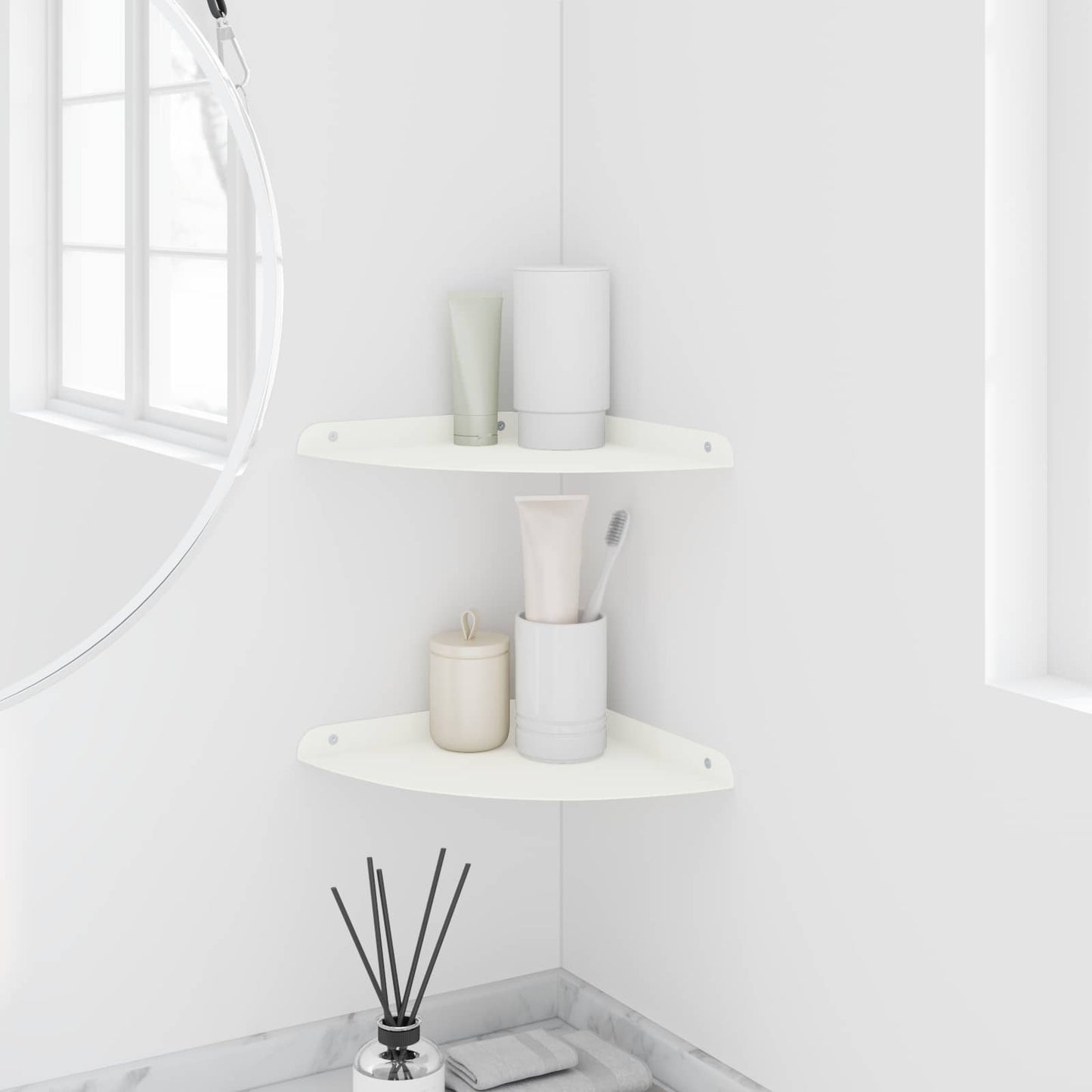 vidaXL Floating Ράφι Γωνίας Γωνιακή βάση 2 τμχ. Λευκός 24 x 24 x 2 εκ