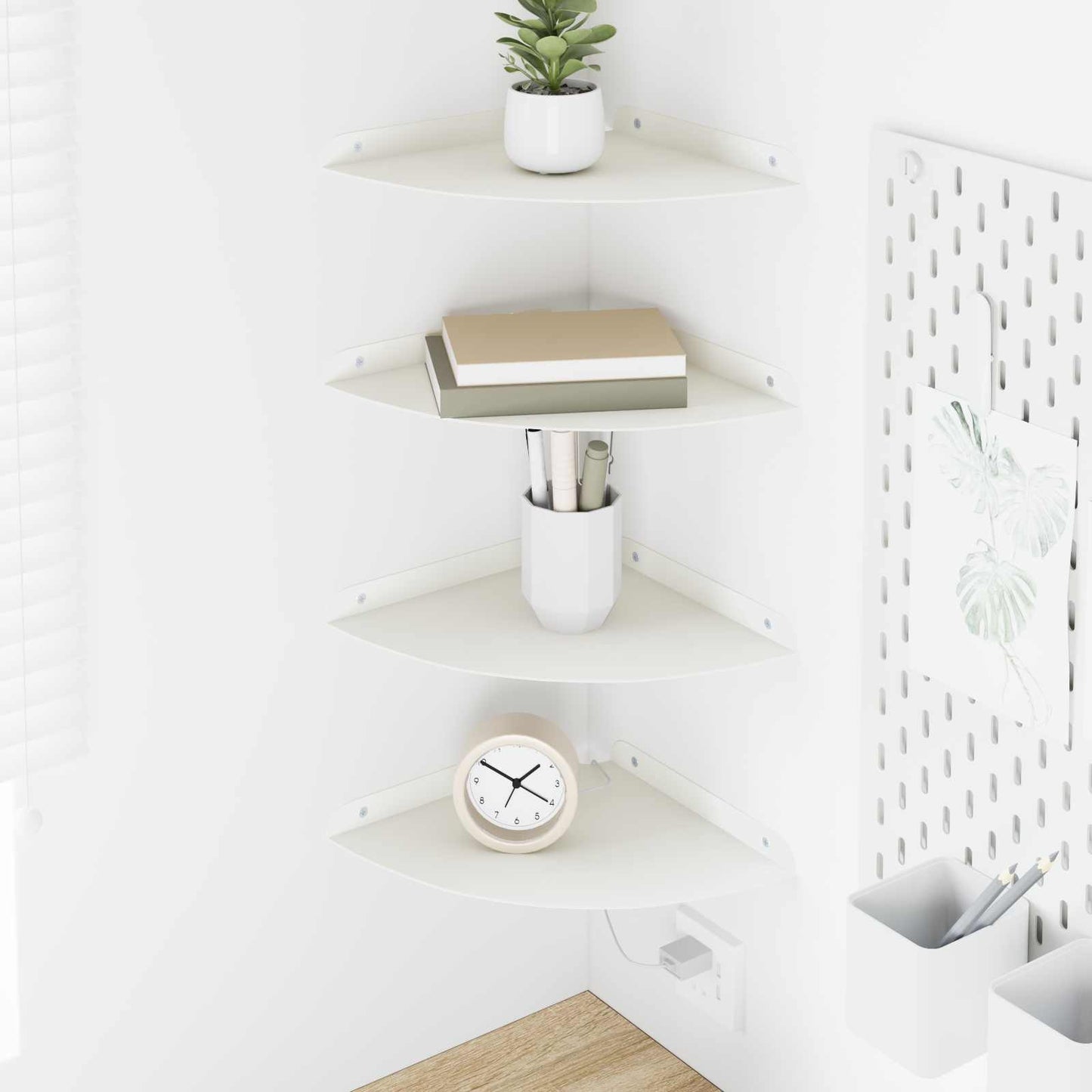vidaXL Floating Ράφι Γωνίας Γωνιακή βάση 4 τμχ. Λευκός 24 x 24 x 2 εκ