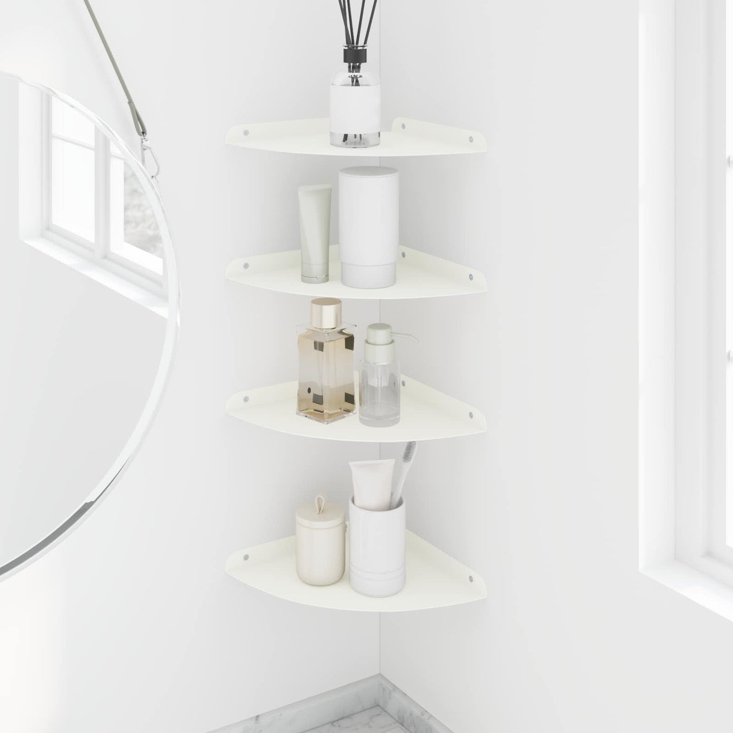 vidaXL Floating Ράφι Γωνίας Γωνιακή βάση 4 τμχ. Λευκός 24 x 24 x 2 εκ