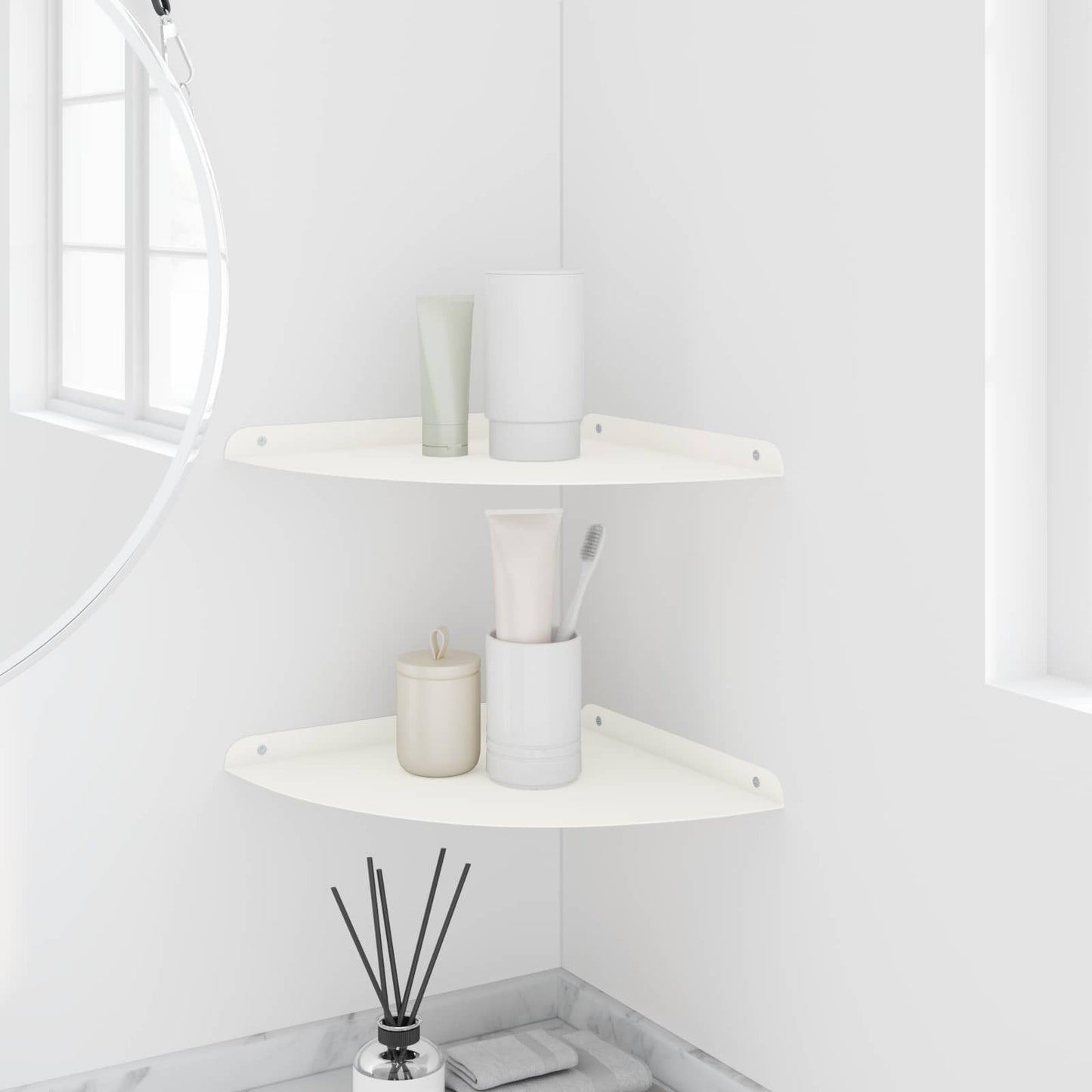 vidaXL Floating Ράφι Γωνίας Γωνιακή βάση 2 τμχ. Λευκός 30 x 30 x 2 εκ.