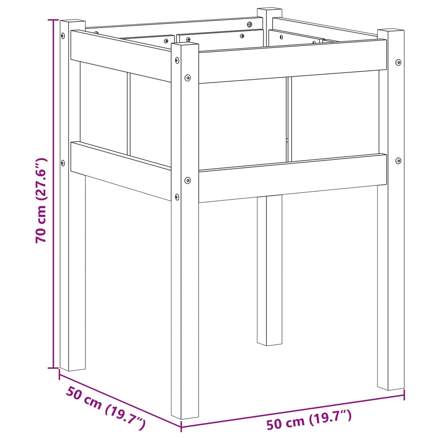 vidaXL Γλάστρα Κήπου Φύση 50 x 50 x 70 cm Στερεά ξυλεία πεύκου