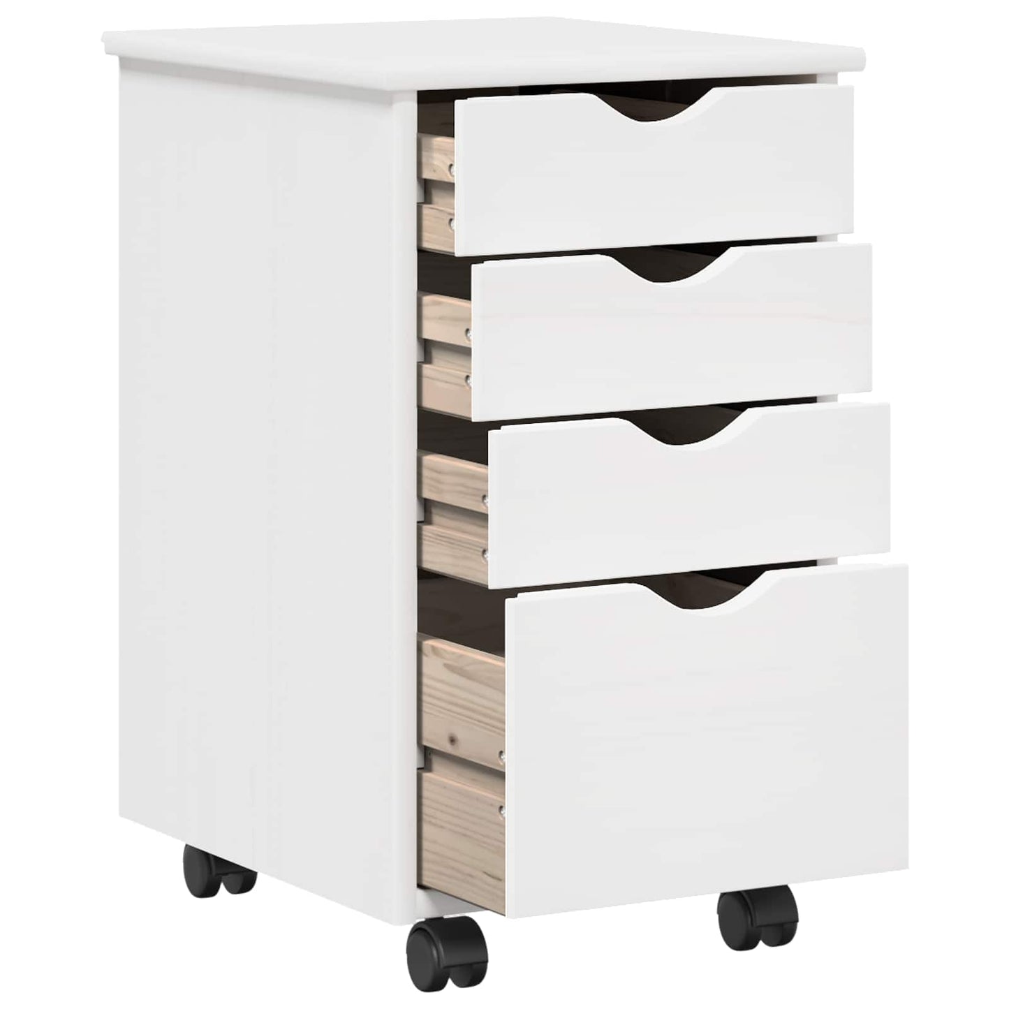 vidaXL Κινητό Ντουλάπι με τροχούς Λευκός 34 x 39 x 56 εκ Στερεό πεύκο