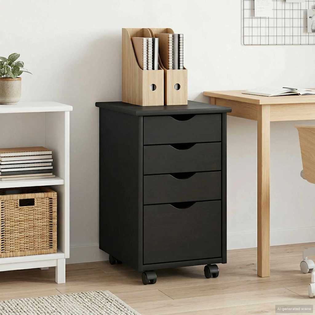 vidaXL Κινητό Ντουλάπι με τροχούς Γκρι 34 x 39 x 56 εκ Στερεό πεύκο