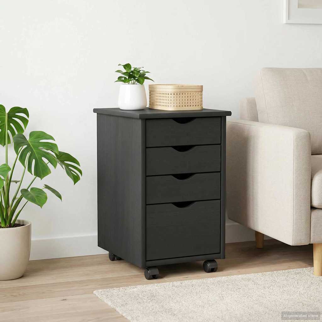 vidaXL Κινητό Ντουλάπι με τροχούς Γκρι 34 x 39 x 56 εκ Στερεό πεύκο