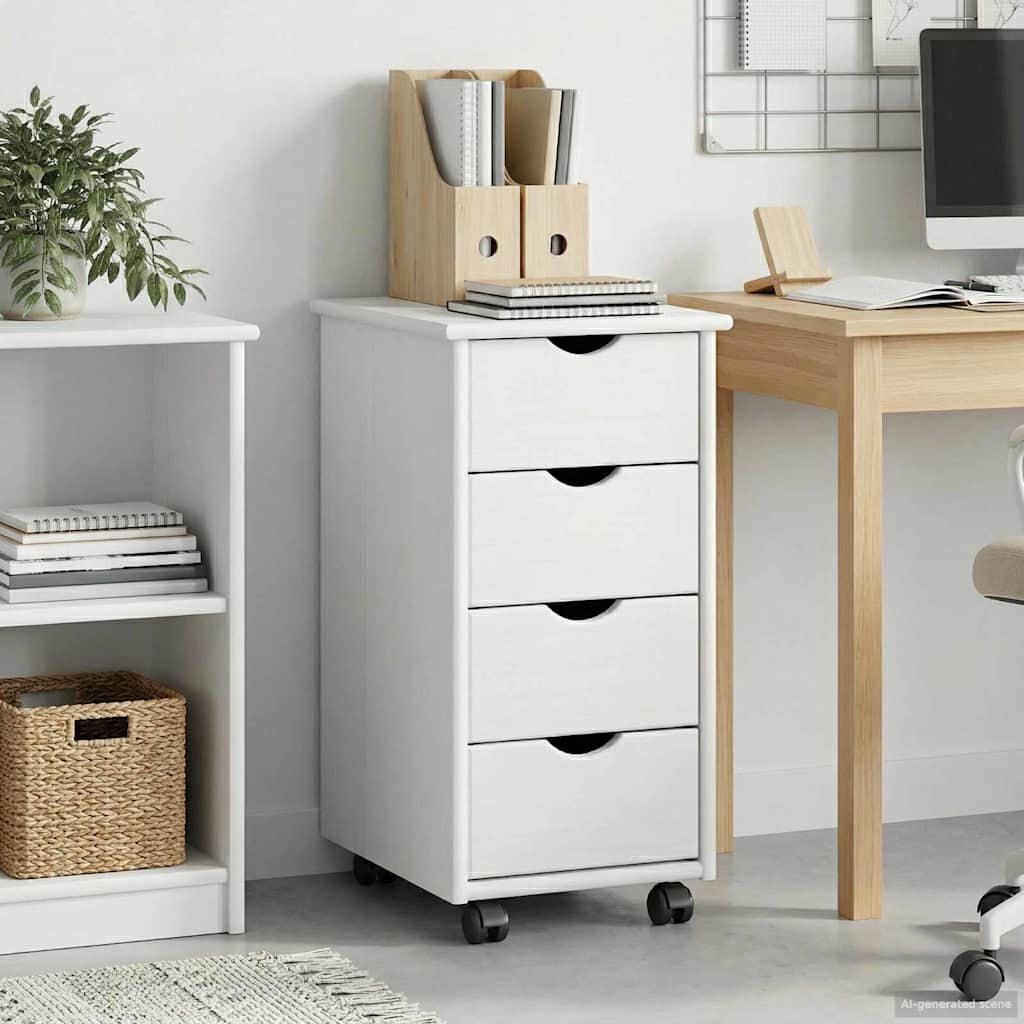 vidaXL Κινητό Ντουλάπι 34 x 39 x 65,5 cm Στερεό ξύλο πεύκου Λευκό