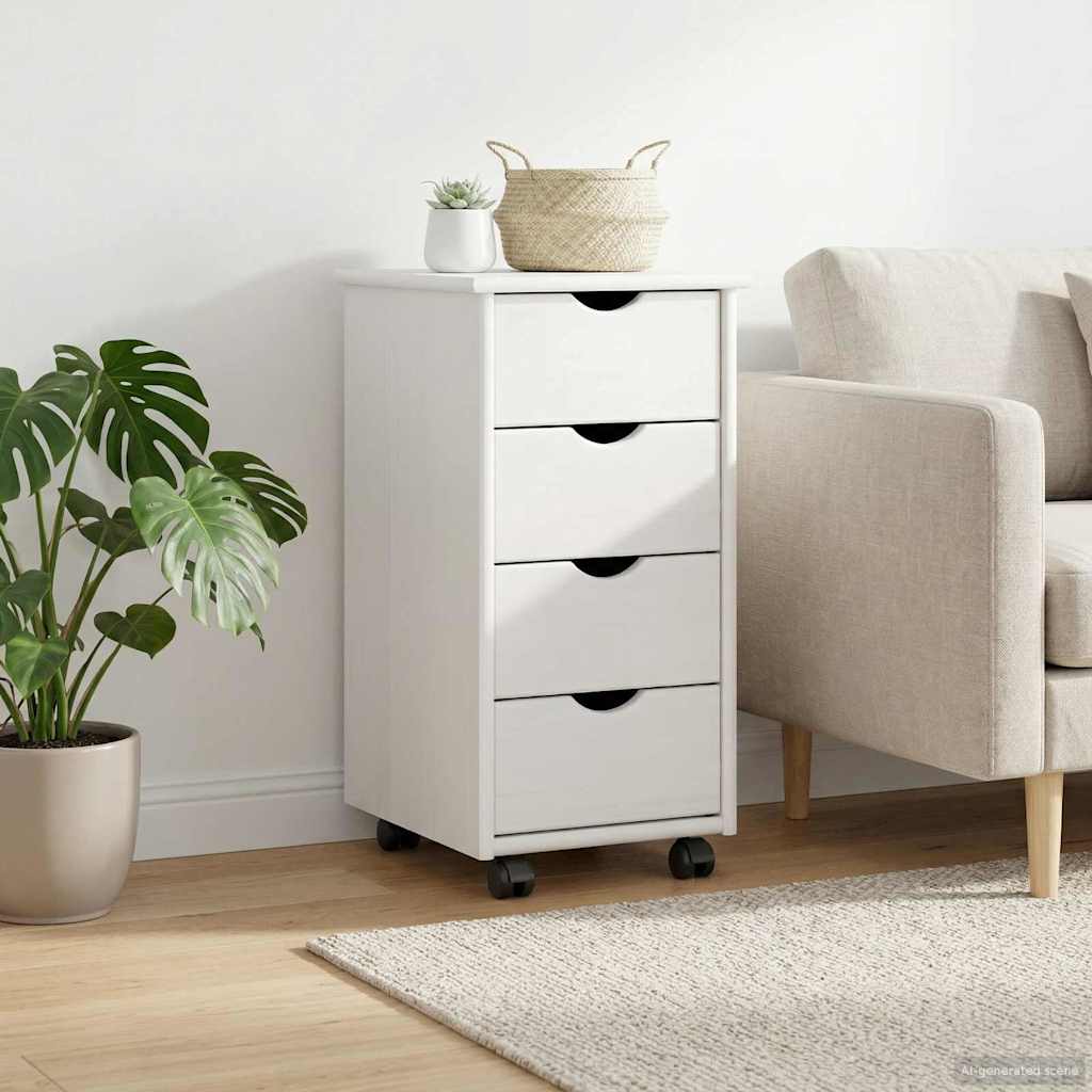 vidaXL Κινητό Ντουλάπι 34 x 39 x 65,5 cm Στερεό ξύλο πεύκου Λευκό