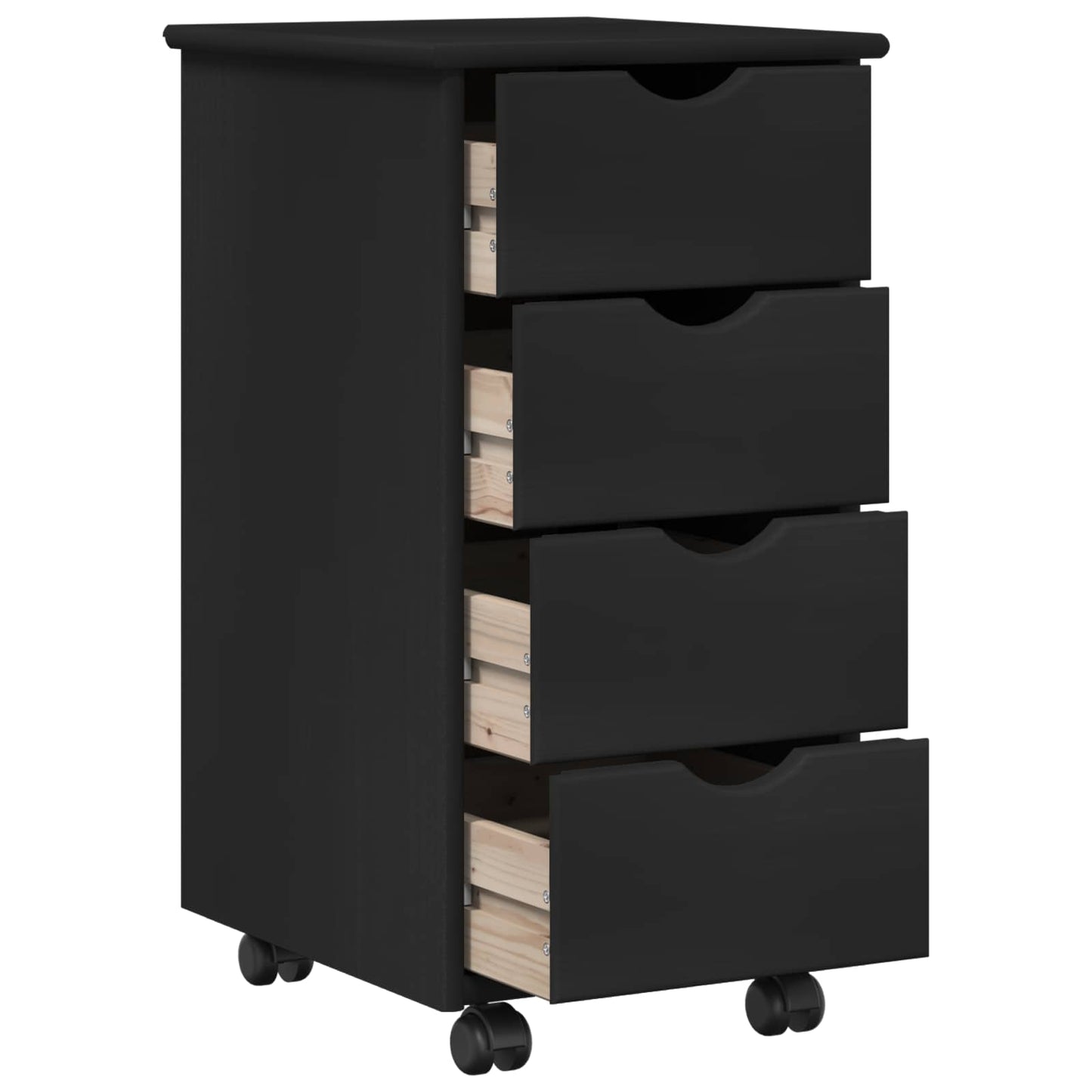vidaXL Κινητό Ντουλάπι 34 x 39 x 65,5 cm Στερεό ξύλο πεύκου Μαύρο