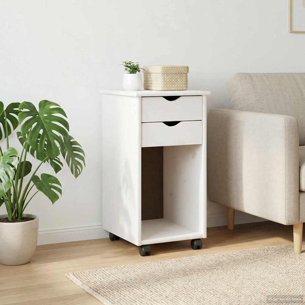 vidaXL Κινητό Ντουλάπι 34 x 39 x 65,5 cm Στερεό πεύκο Λευκός