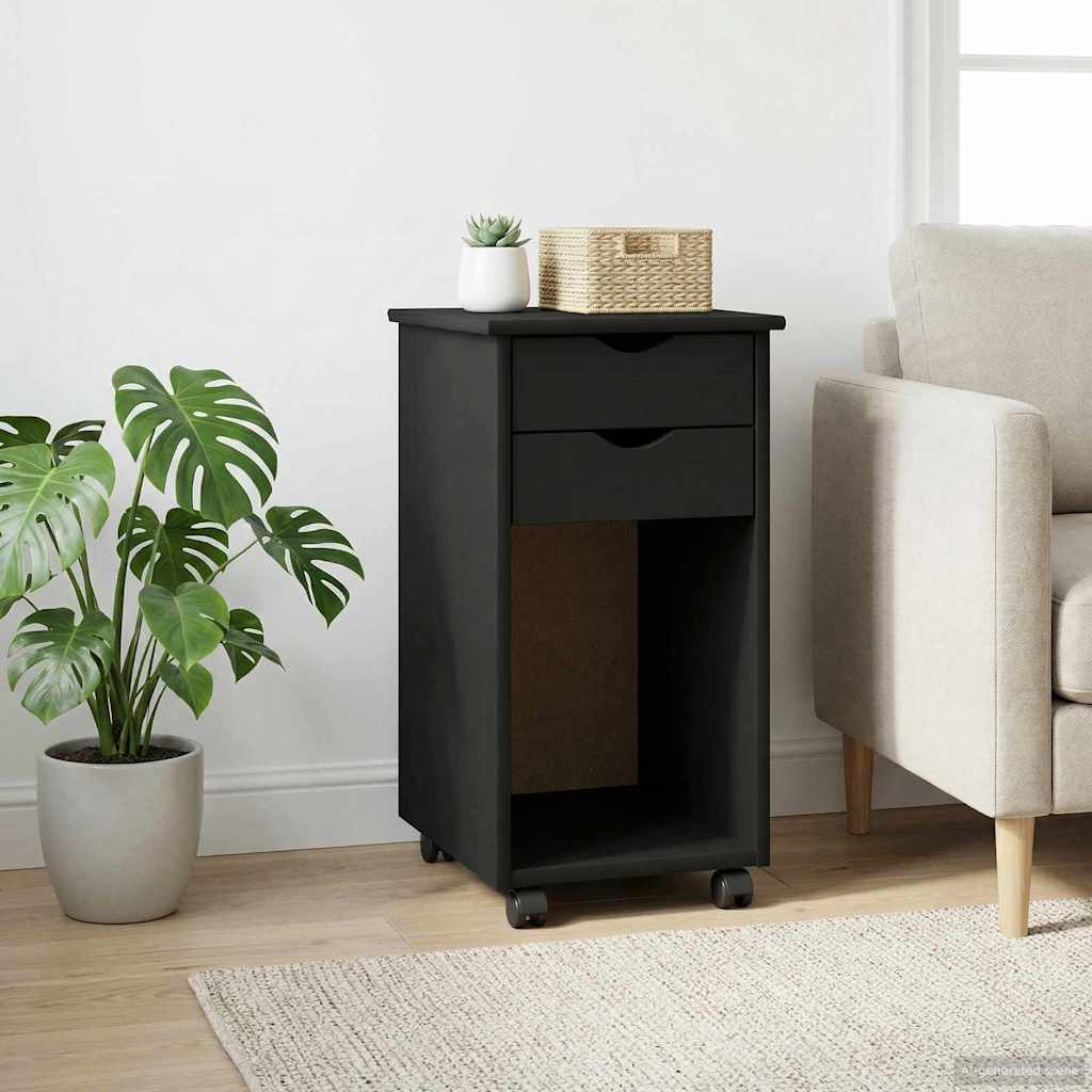 vidaXL Κινητό Ντουλάπι 34 x 39 x 65,5 cm Στερεό πεύκο Μαύρο