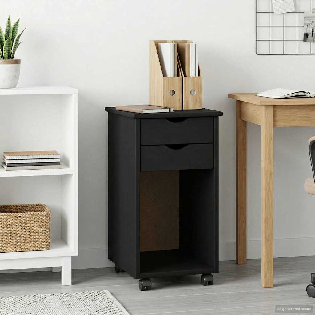 vidaXL Κινητό Ντουλάπι 34 x 39 x 65,5 cm Στερεό πεύκο Μαύρο