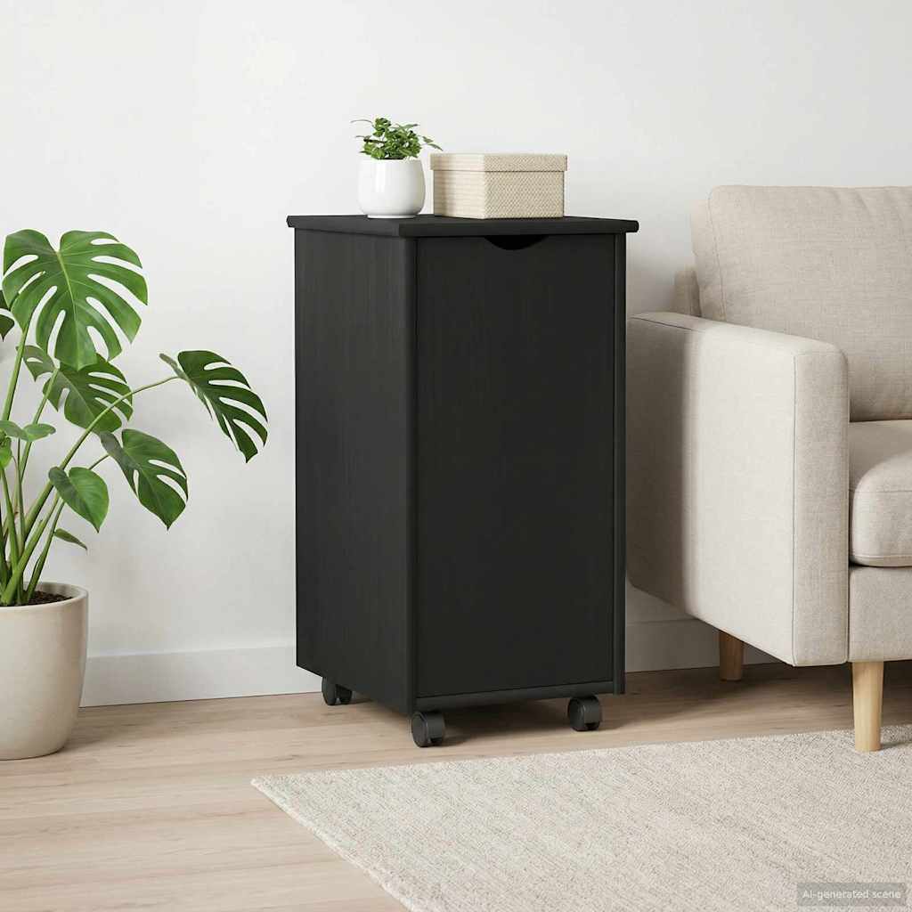 vidaXL Κινητό Ντουλάπι Μαύρο 34 x 39 x 65,5 cm Στερεό ξύλο πεύκου