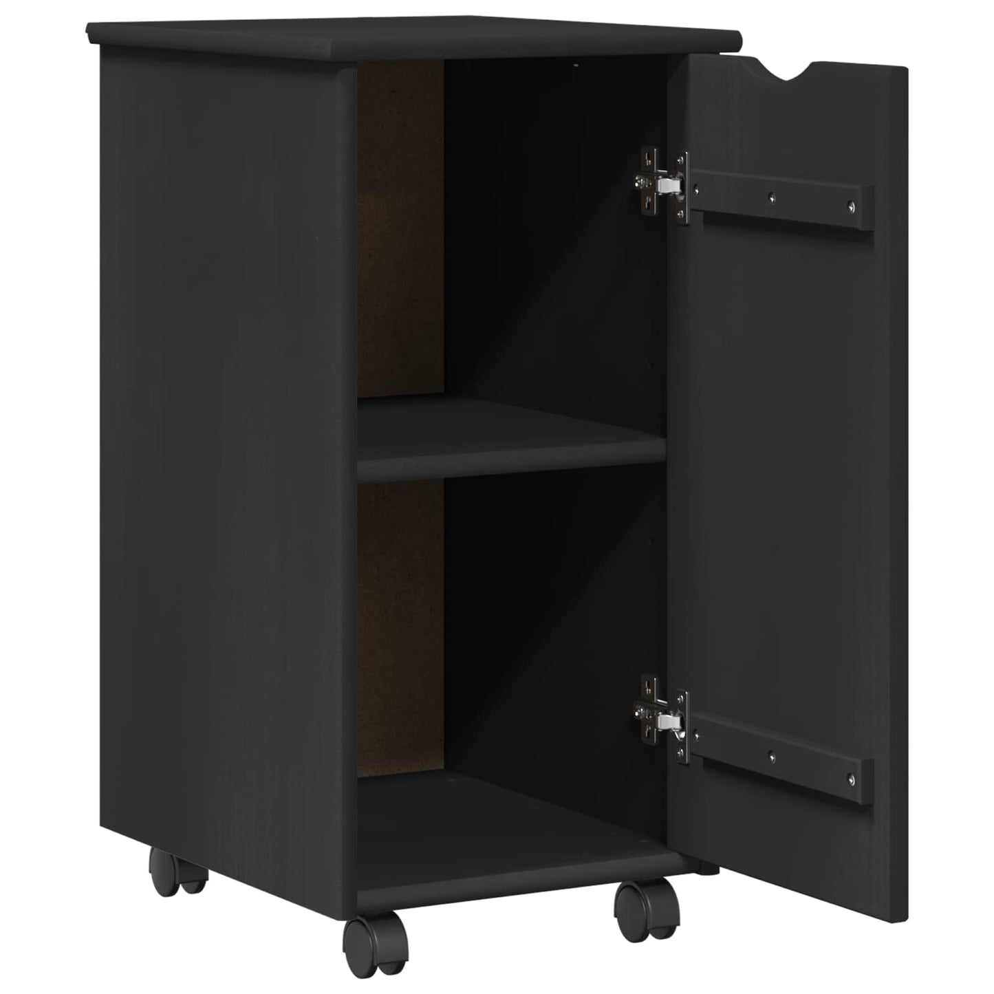 vidaXL Κινητό Ντουλάπι Μαύρο 34 x 39 x 65,5 cm Στερεό ξύλο πεύκου
