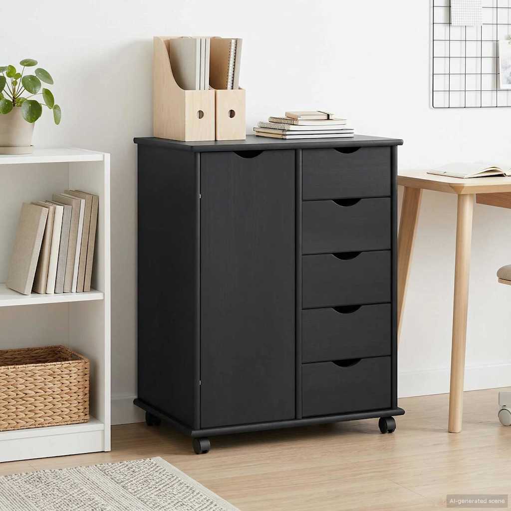 vidaXL Κινητό Ντουλάπι 63,5 x 39 x 79 εκ. Στερεό ξύλο πεύκου Γκρι