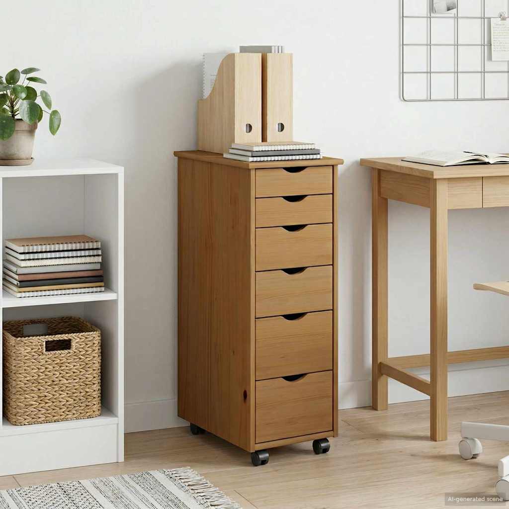 vidaXL Κινητό Ντουλάπι 34 x 39 x 93,5 εκ Στερεό ξύλο πεύκου Μέλι Καφέ